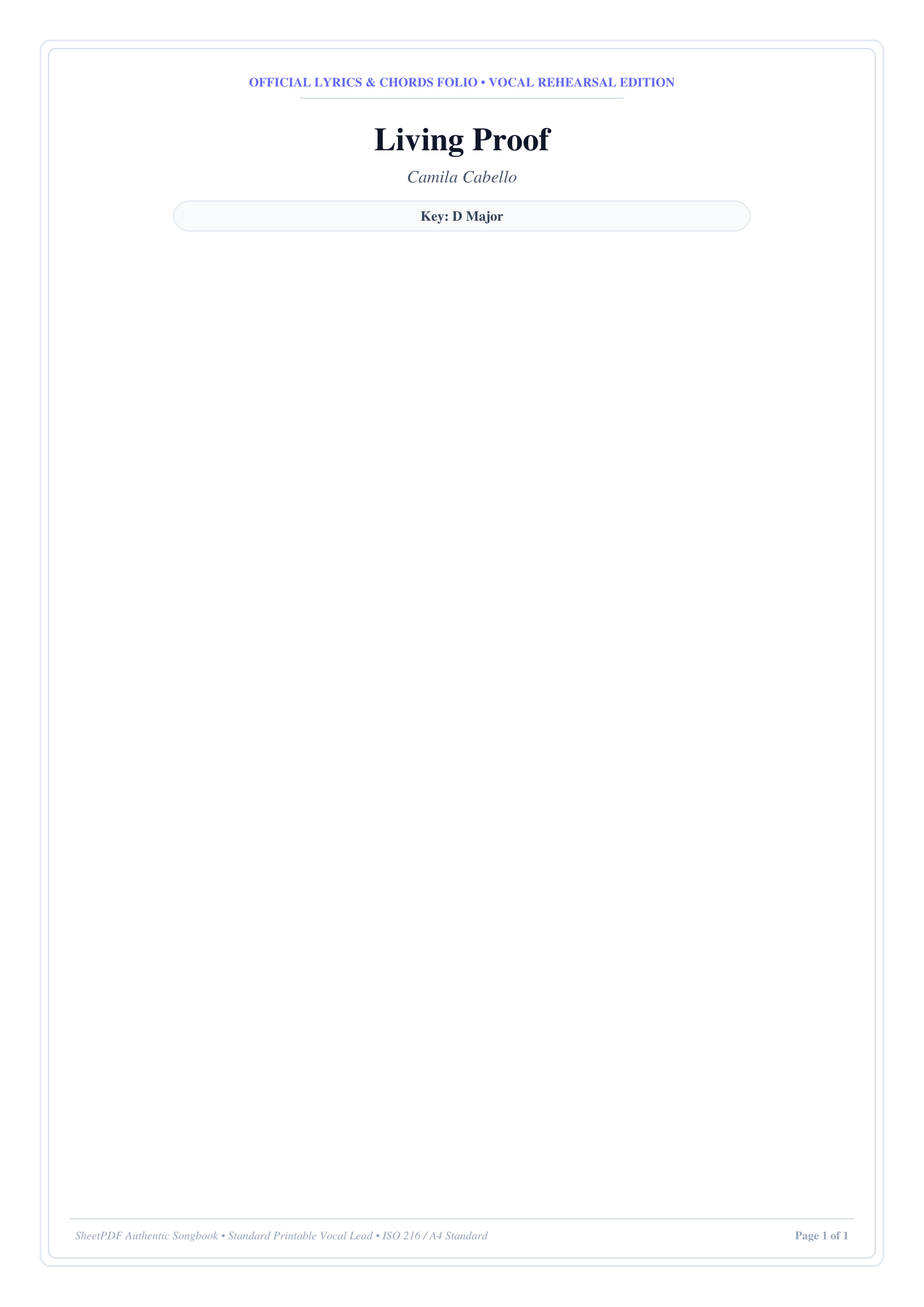 Living Proof Piano Sheet Music Page 1 Free PDF