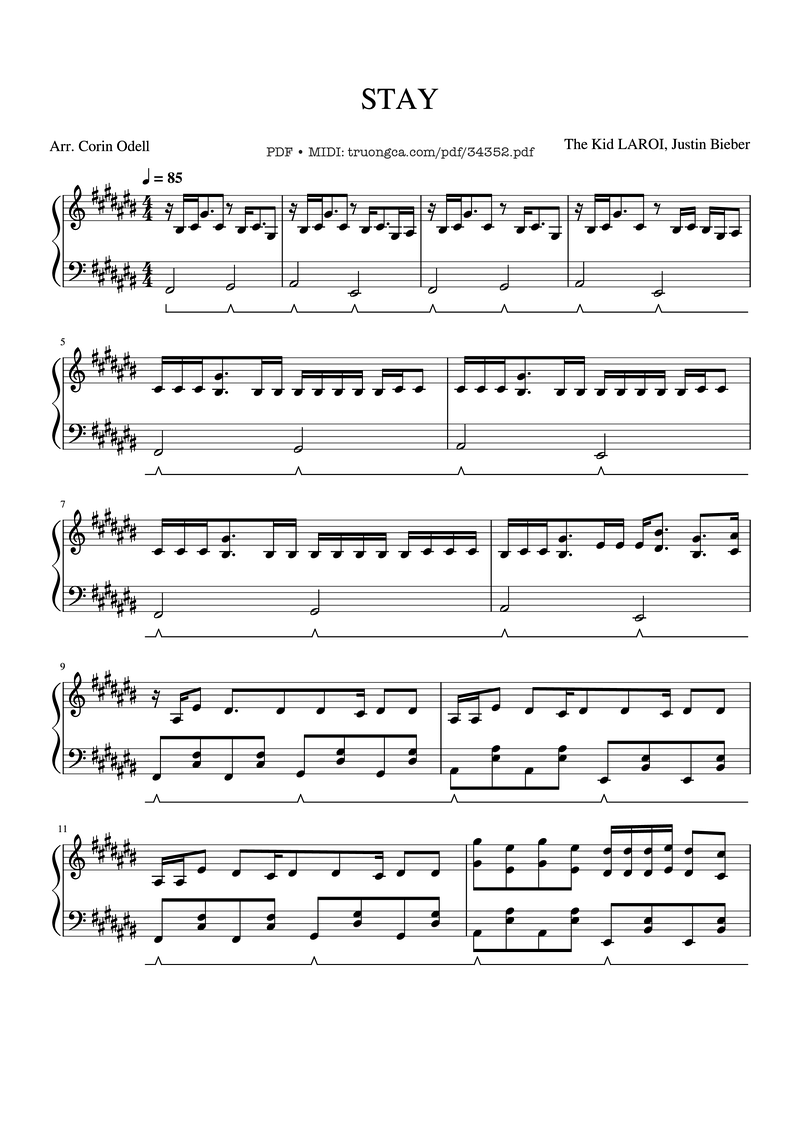 Never Be The Same Piano Sheet Music Score Page 1