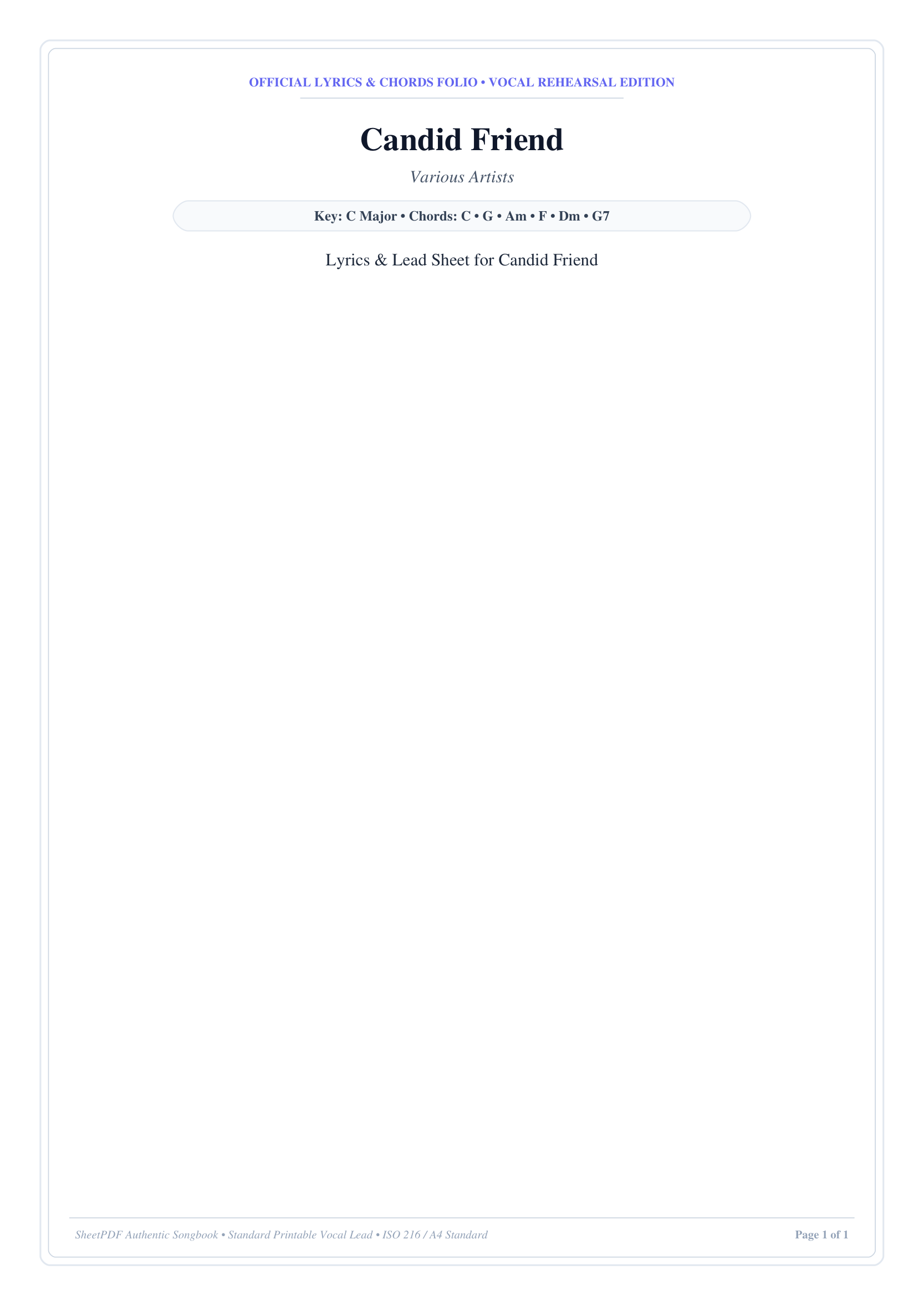 Candid Friend Lyrics & Chords Folio