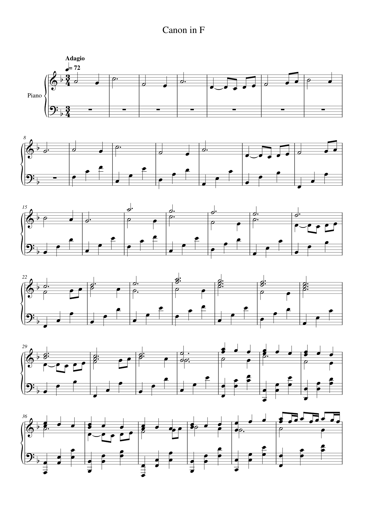 Canon in F Lyrics & Chords Folio