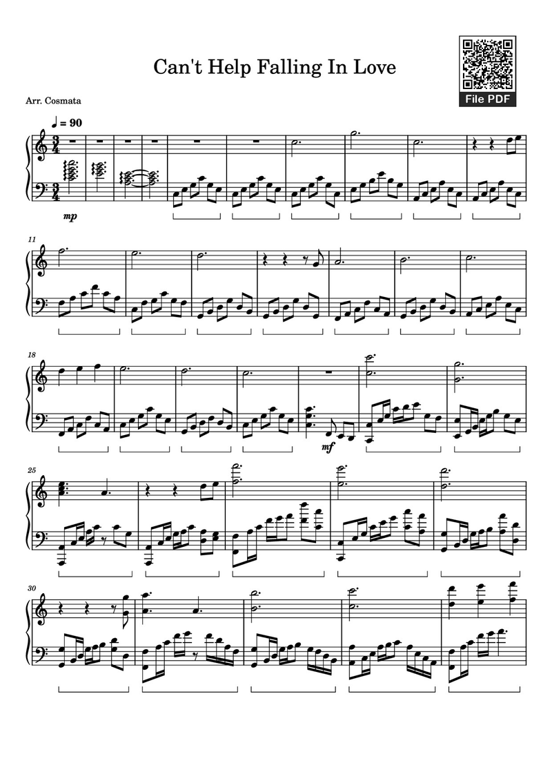 CAN'T HELP FALLING IN LOVE Piano Sheet Music Page 1 Free PDF