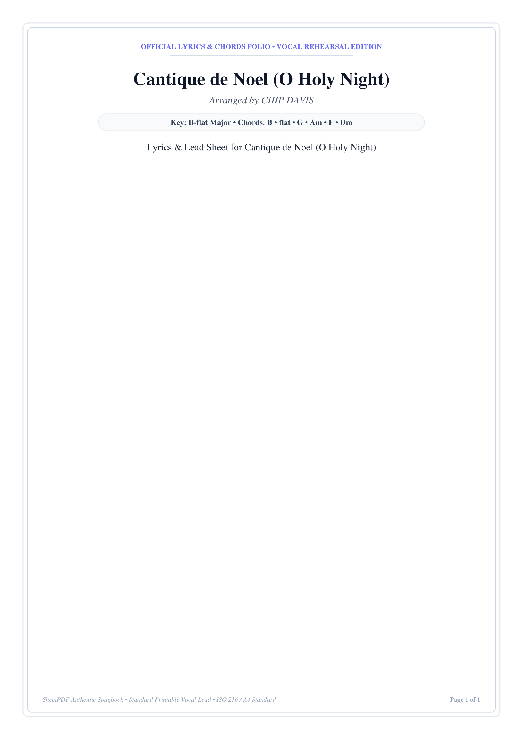 Cantique de Noel (O Holy Night) Piano Sheet Music Page 1 Free PDF