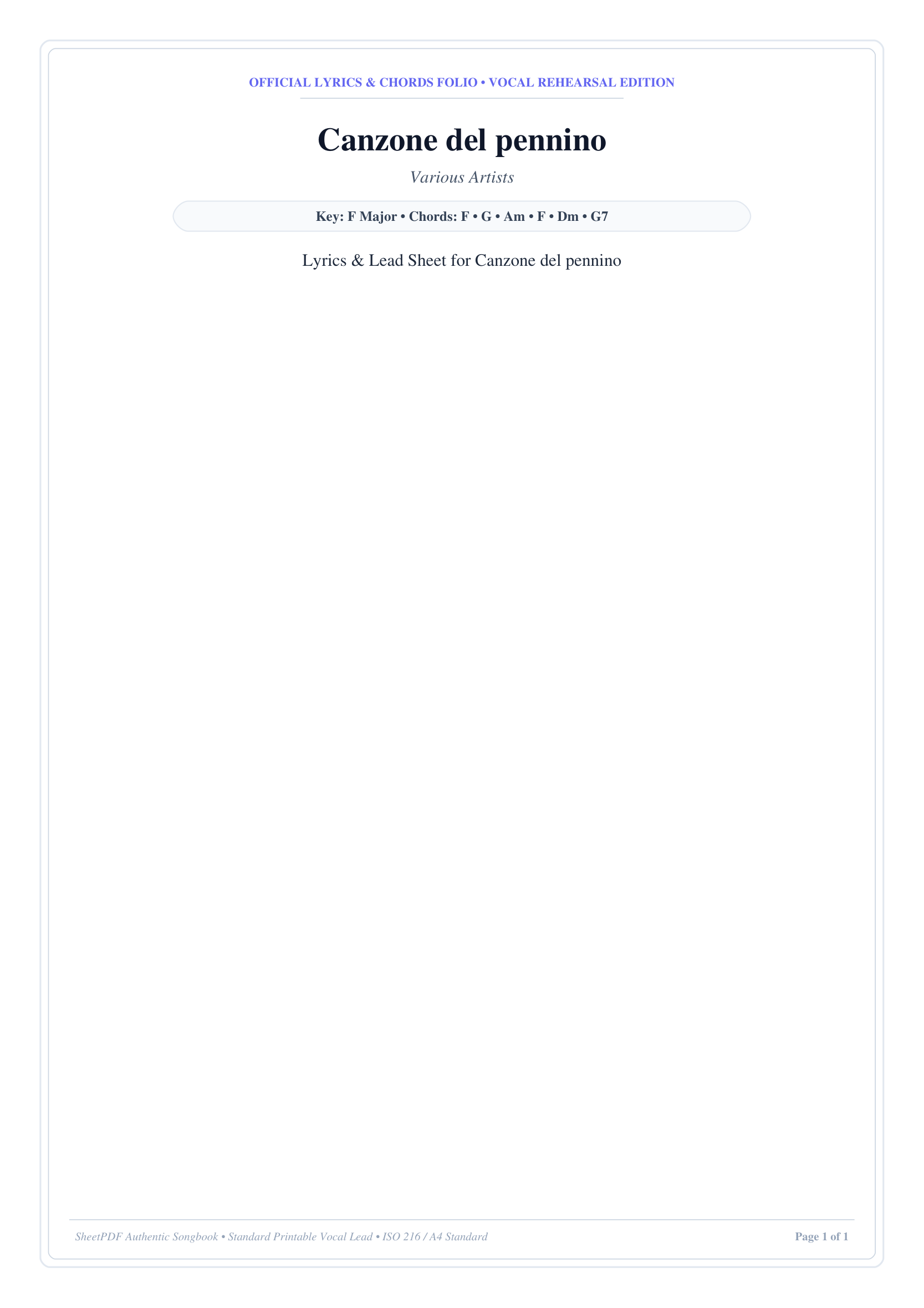 Canzone del pennino Lyrics & Chords Folio