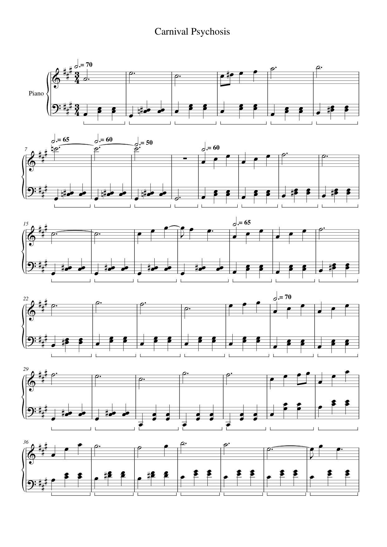 Carnival Psychosis Piano Sheet Music Page 1 Free PDF