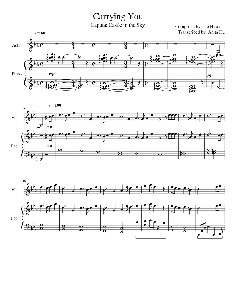 Carrying You Piano Sheet Music Score Page 1