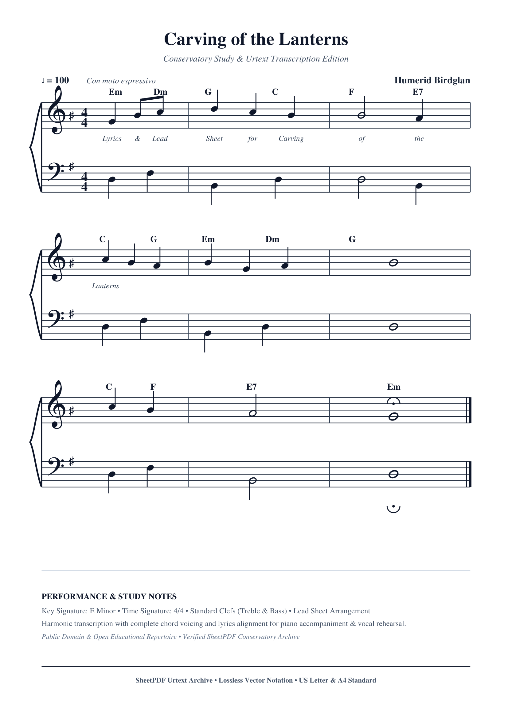 Carving of the Lanterns Piano Sheet Music Page 1 Free PDF