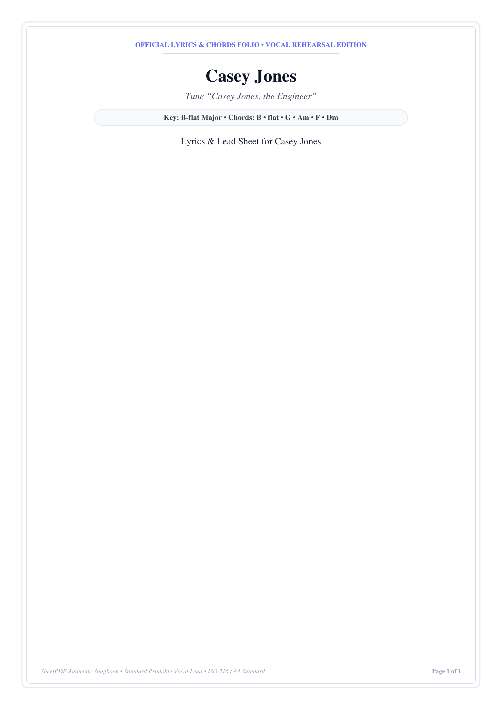 Casey Jones Lyrics & Chords Folio