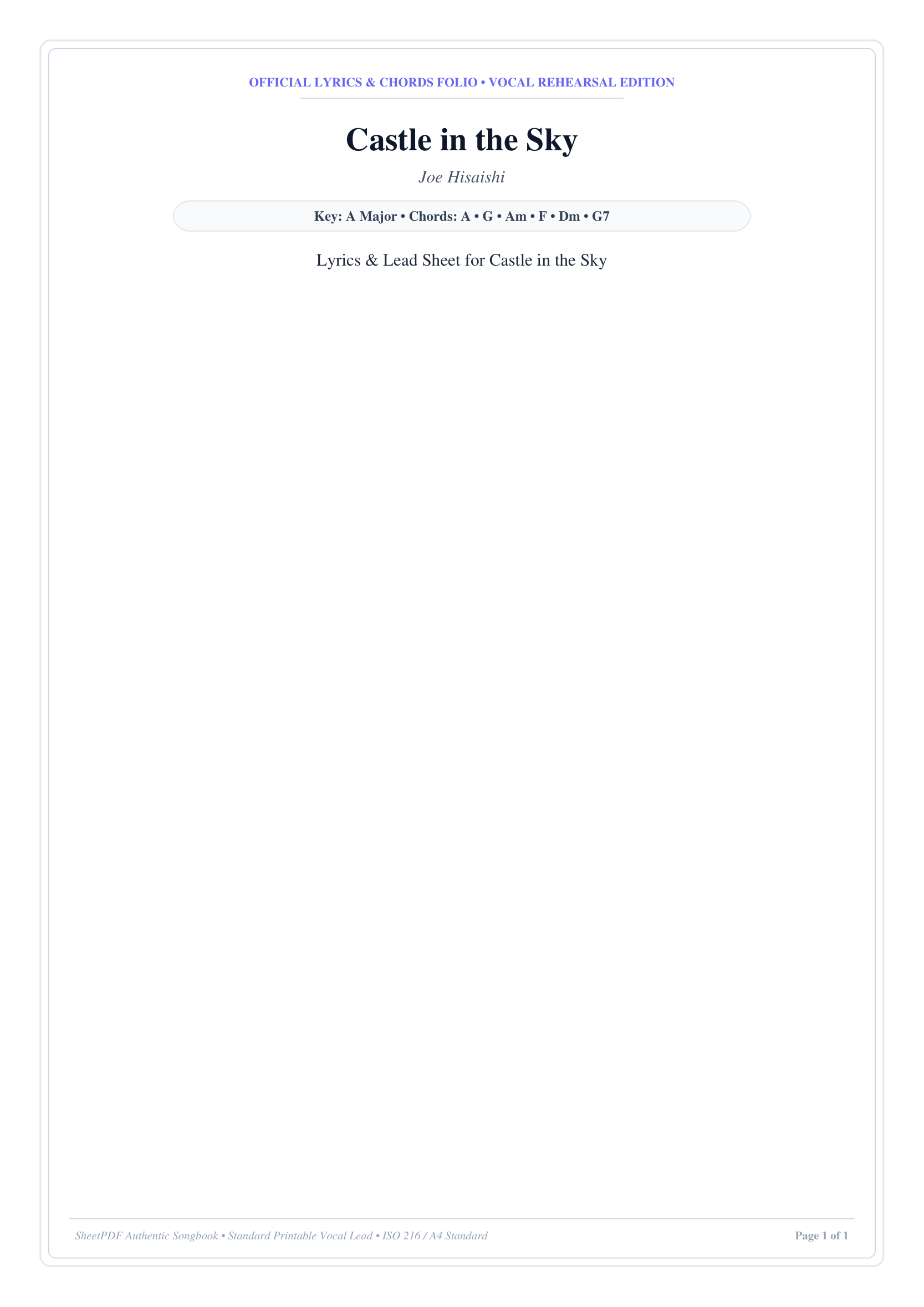 Castle in the Sky Piano Sheet Music Page 1 Free PDF