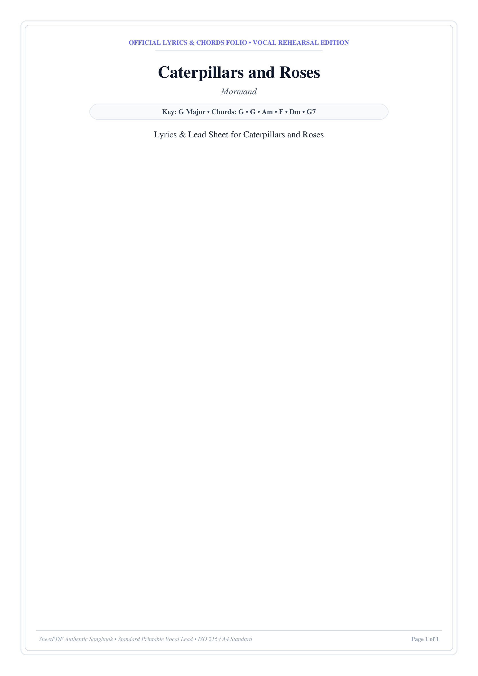 Caterpillars and Roses Piano Sheet Music Page 1 Free PDF