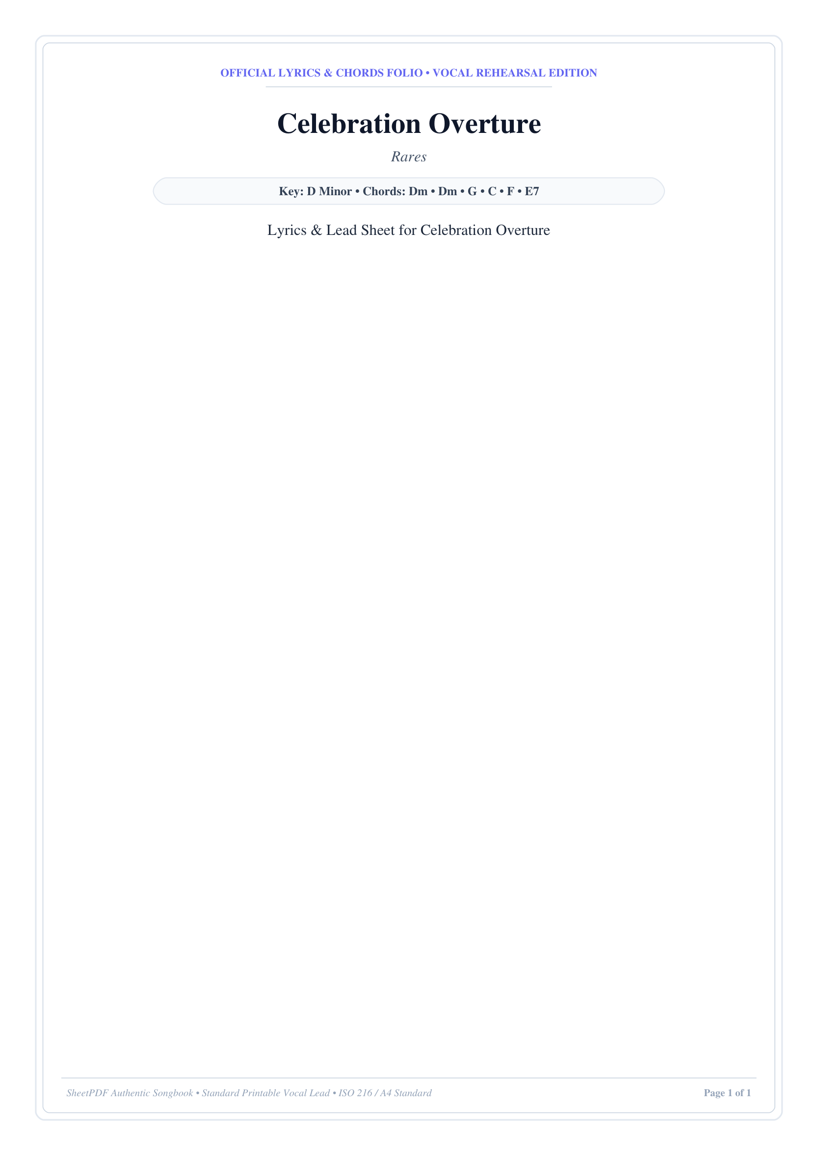 Celebration Overture Piano Sheet Music Page 1 Free PDF