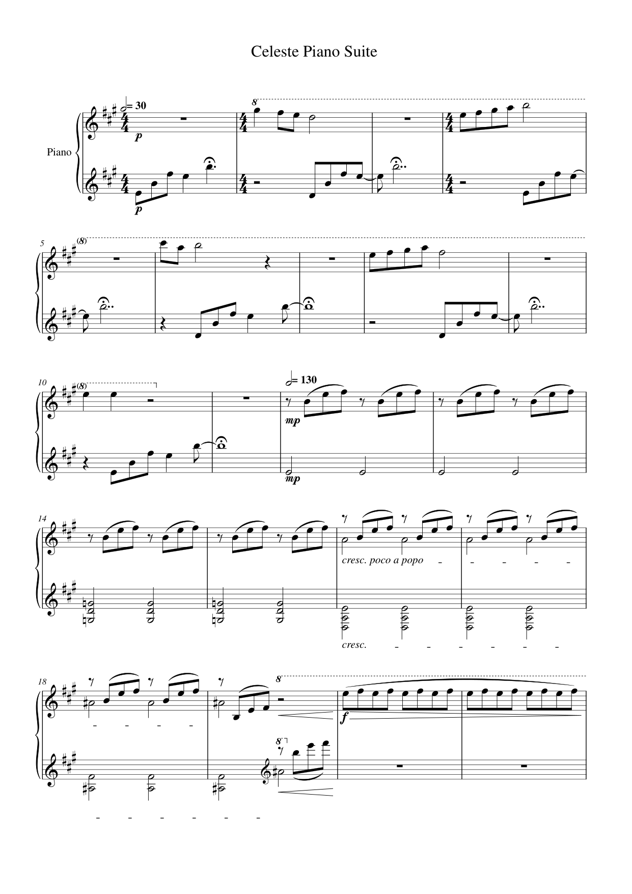 Celeste Piano Suite Piano Sheet Music Page 1 Free PDF