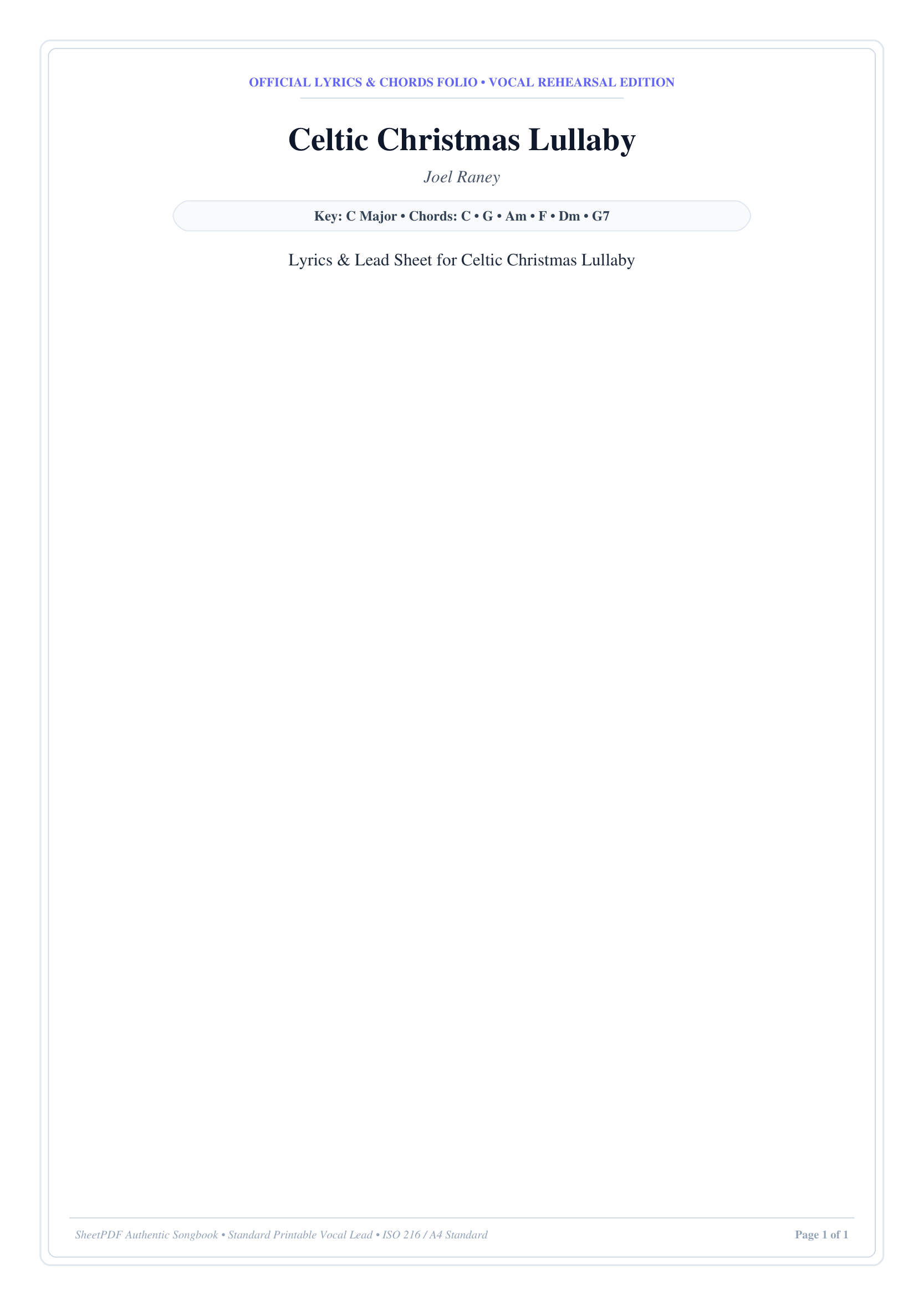 Celtic Christmas Lullaby Piano Sheet Music Page 1 Free PDF