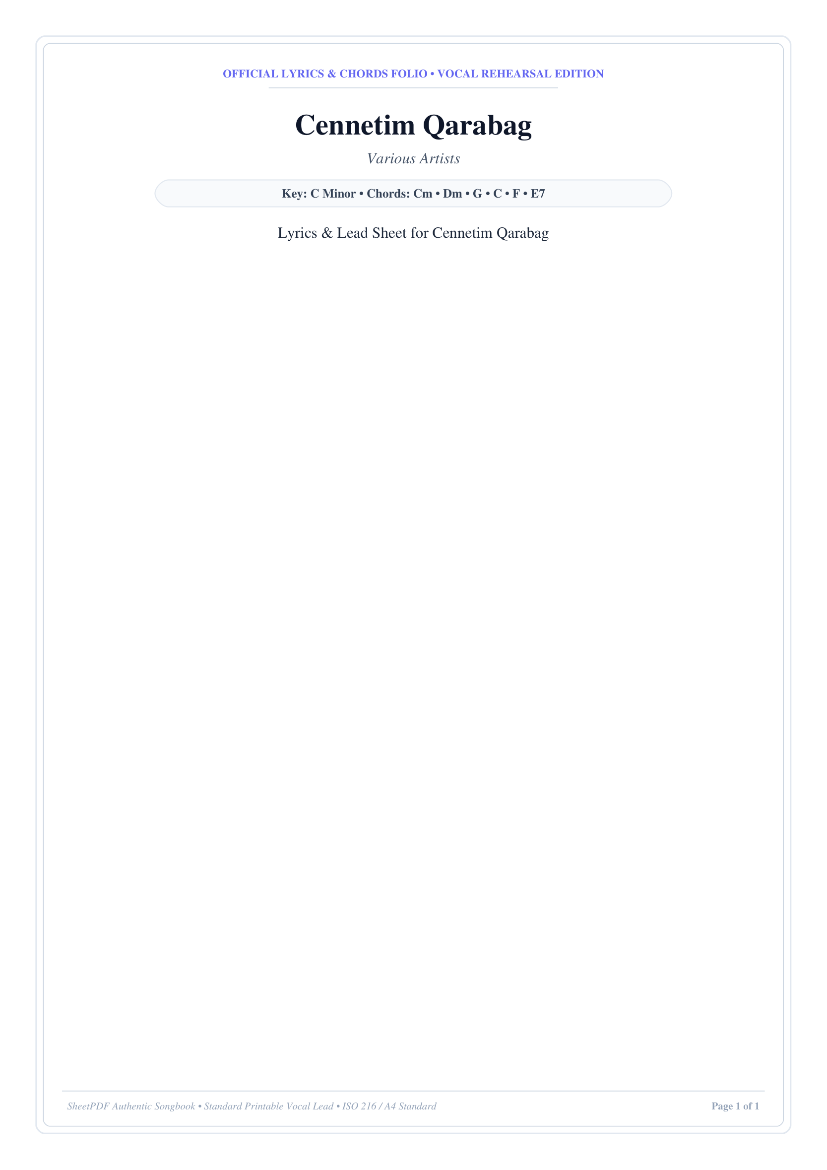 Cennetim Qarabag Lyrics & Chords Folio