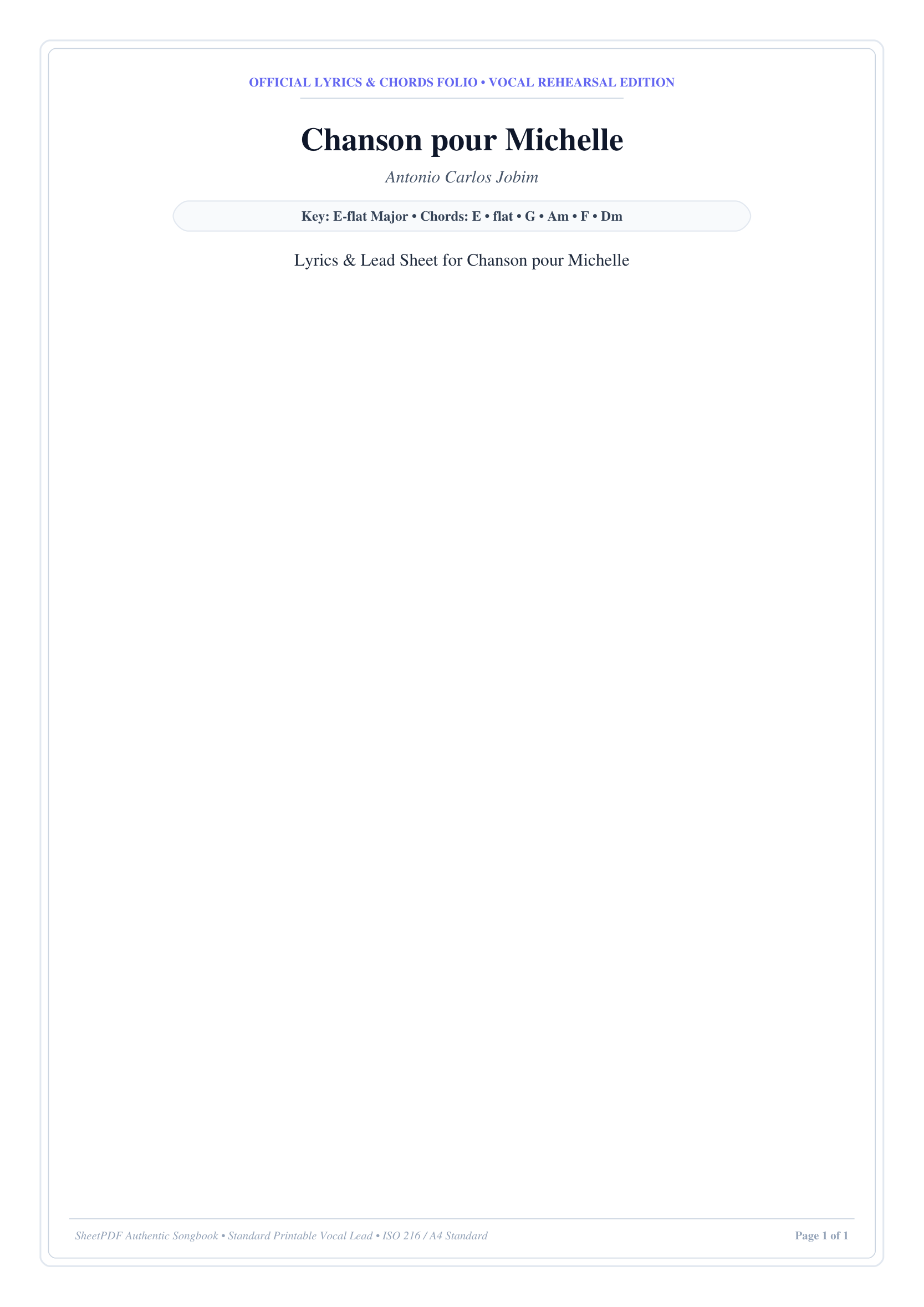 Chanson pour Michelle Piano Sheet Music Page 1 Free PDF