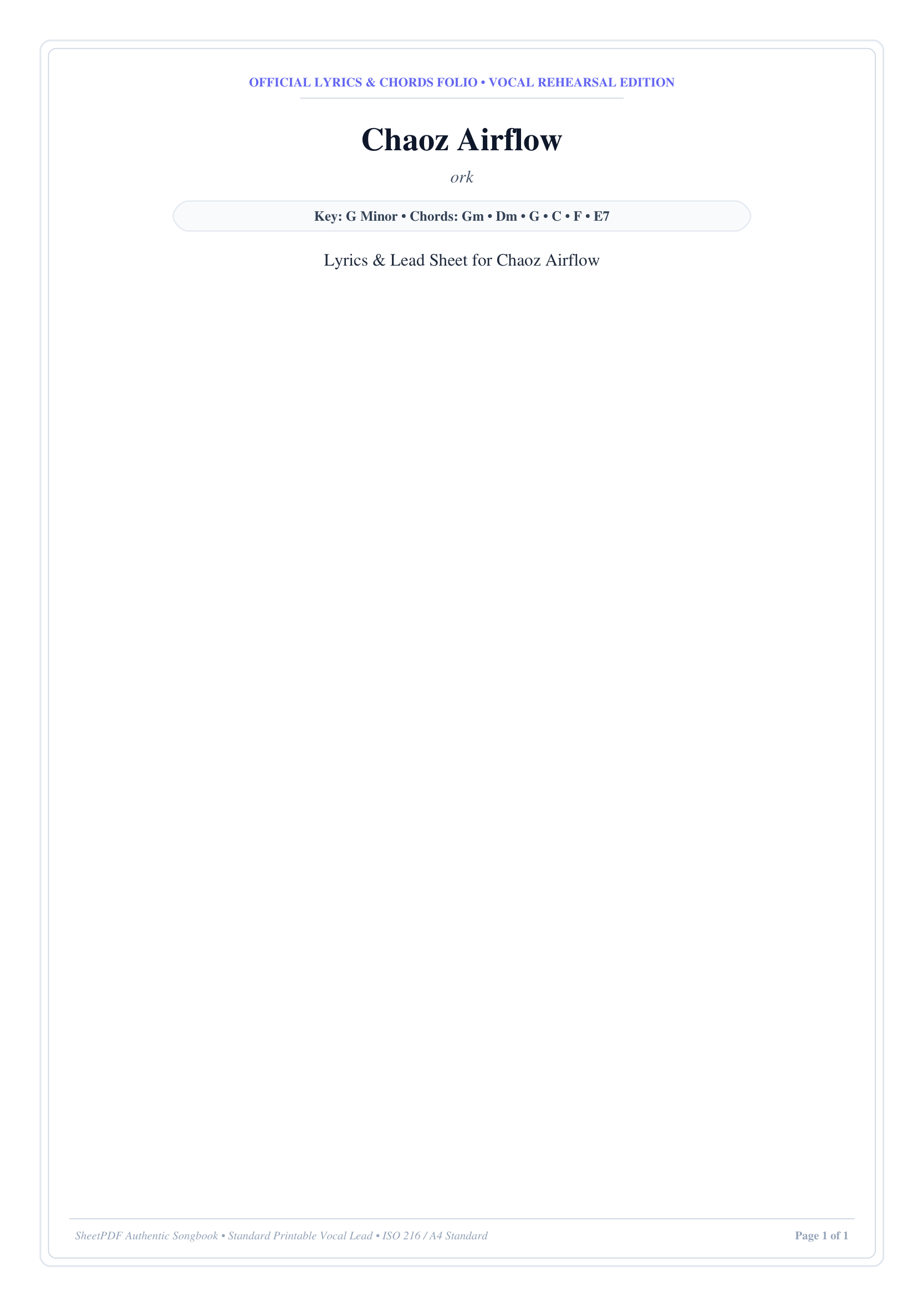 Chaoz Airflow Lyrics & Chords Folio