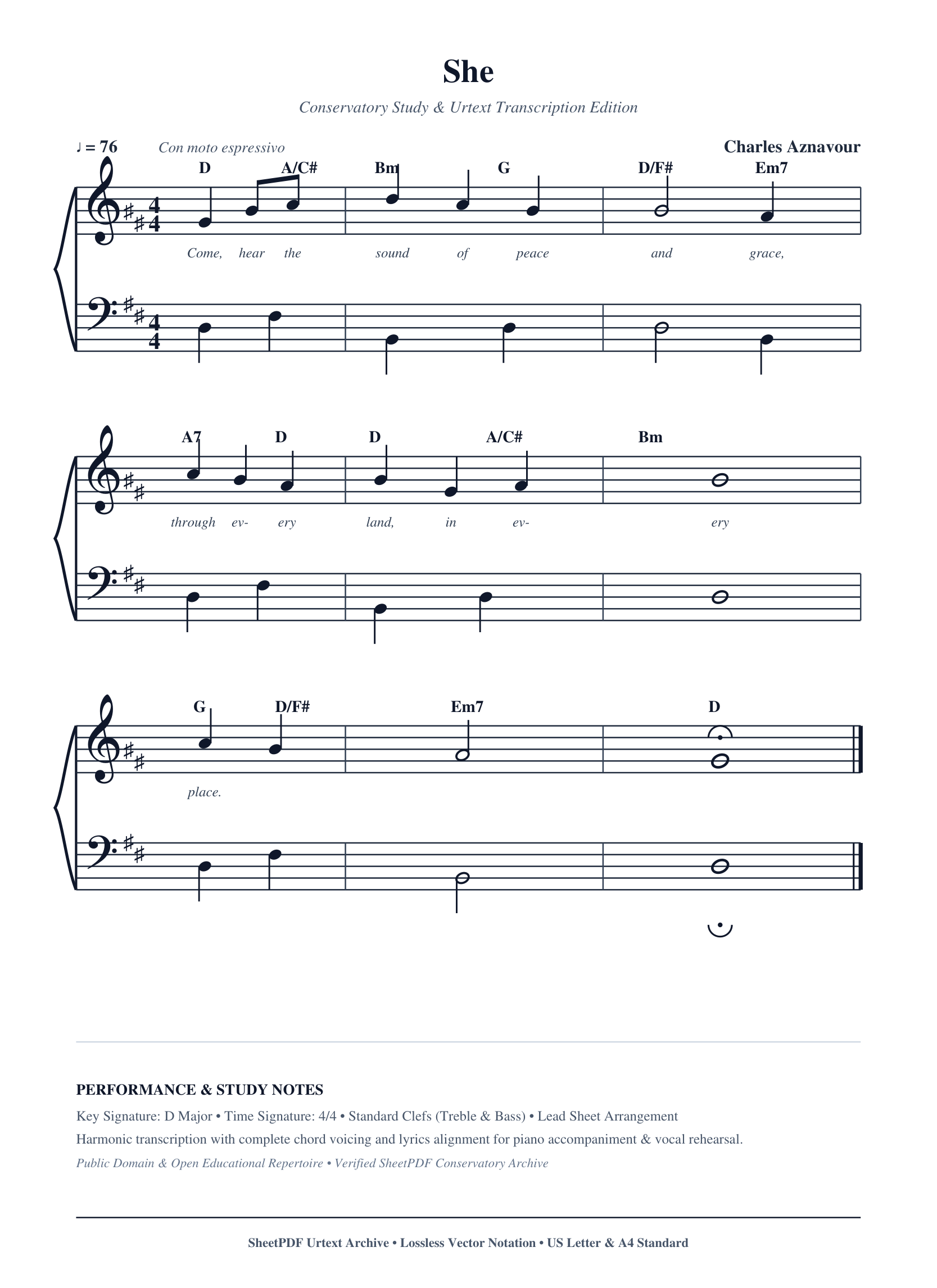 She Piano Sheet Music Page 1 Free PDF