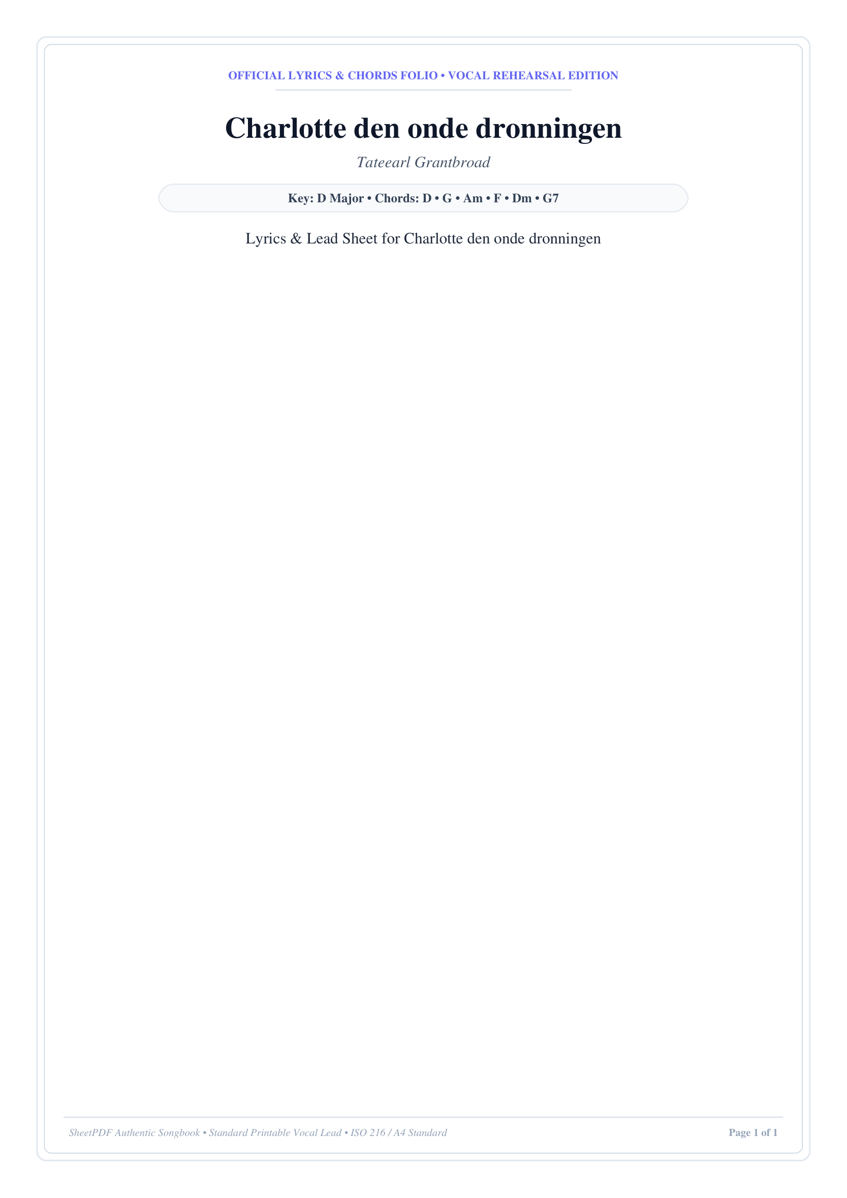 Charlotte den onde dronningen Piano Sheet Music Page 1 Free PDF