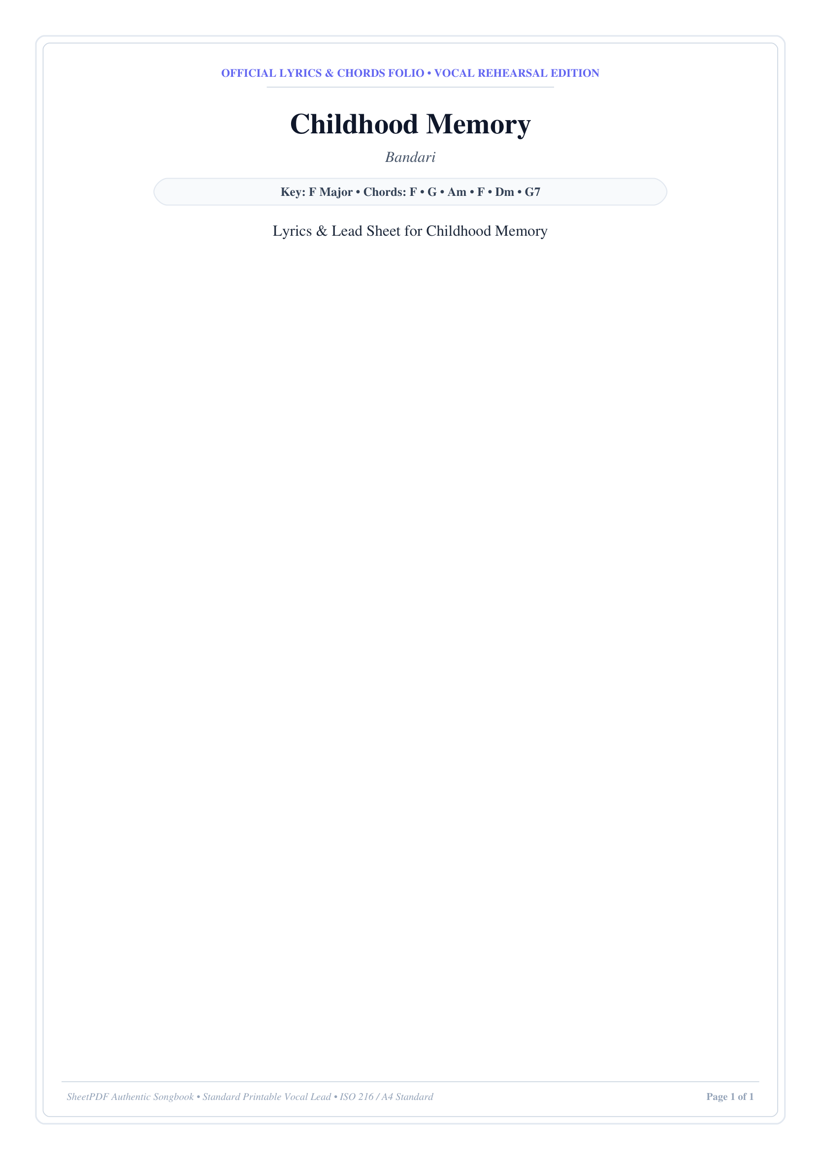 Childhood Memory Piano Sheet Music Score Page 1