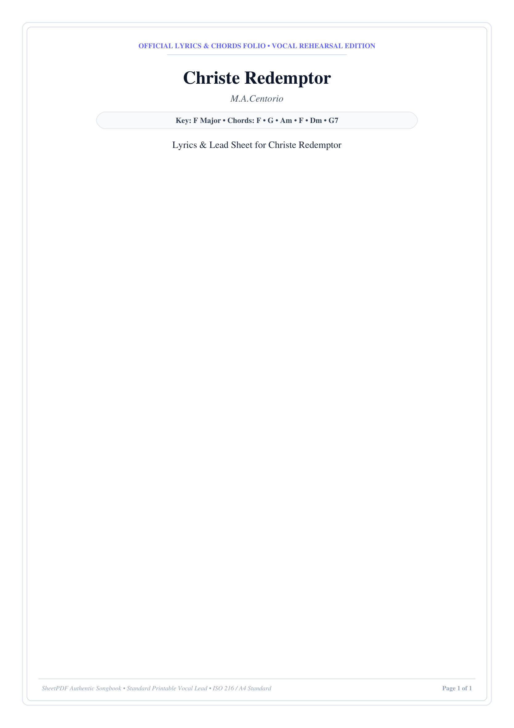 Christe Redemptor Lyrics & Chords Folio
