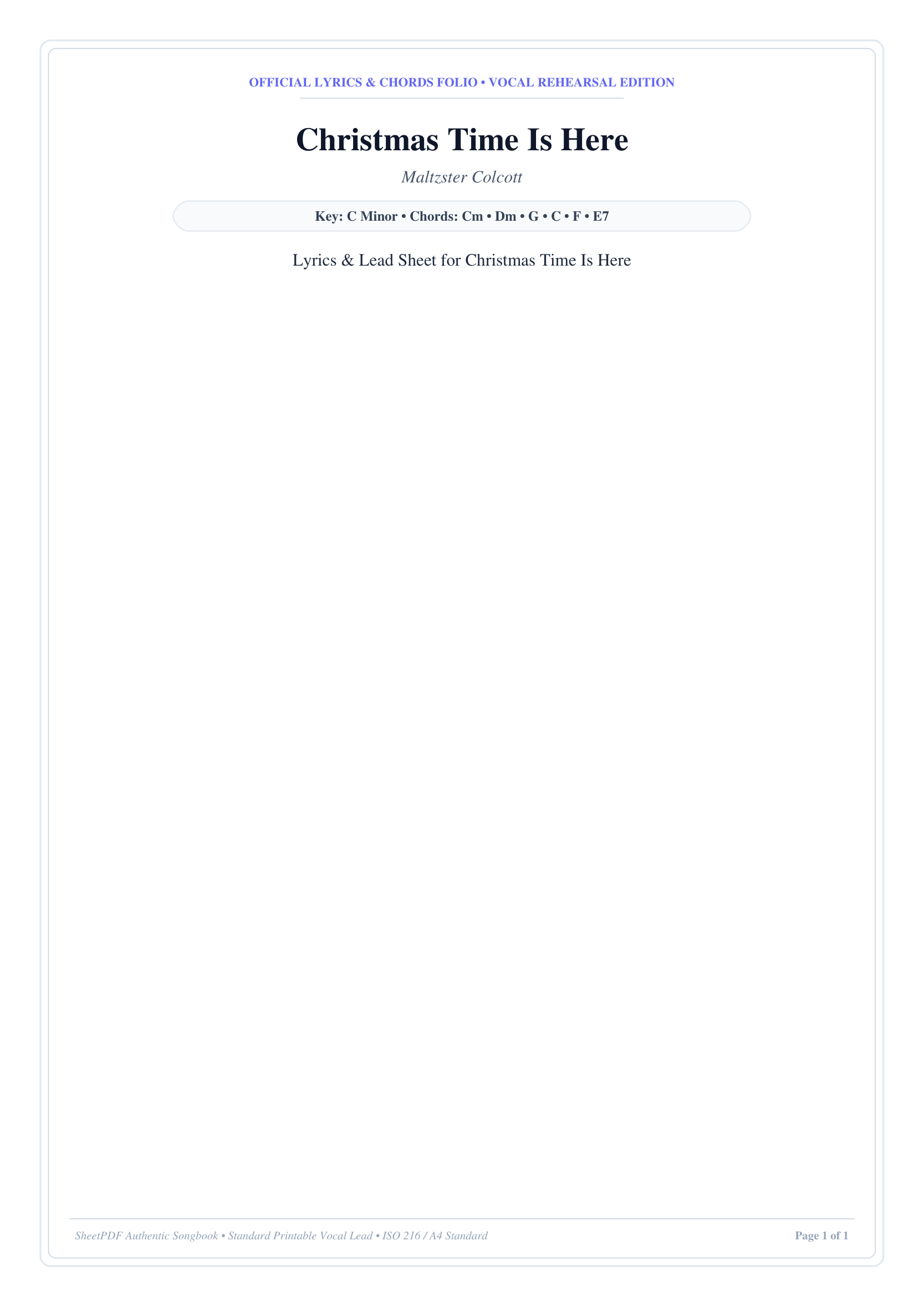 Christmas Time Is Here Piano Sheet Music Page 1 Free PDF