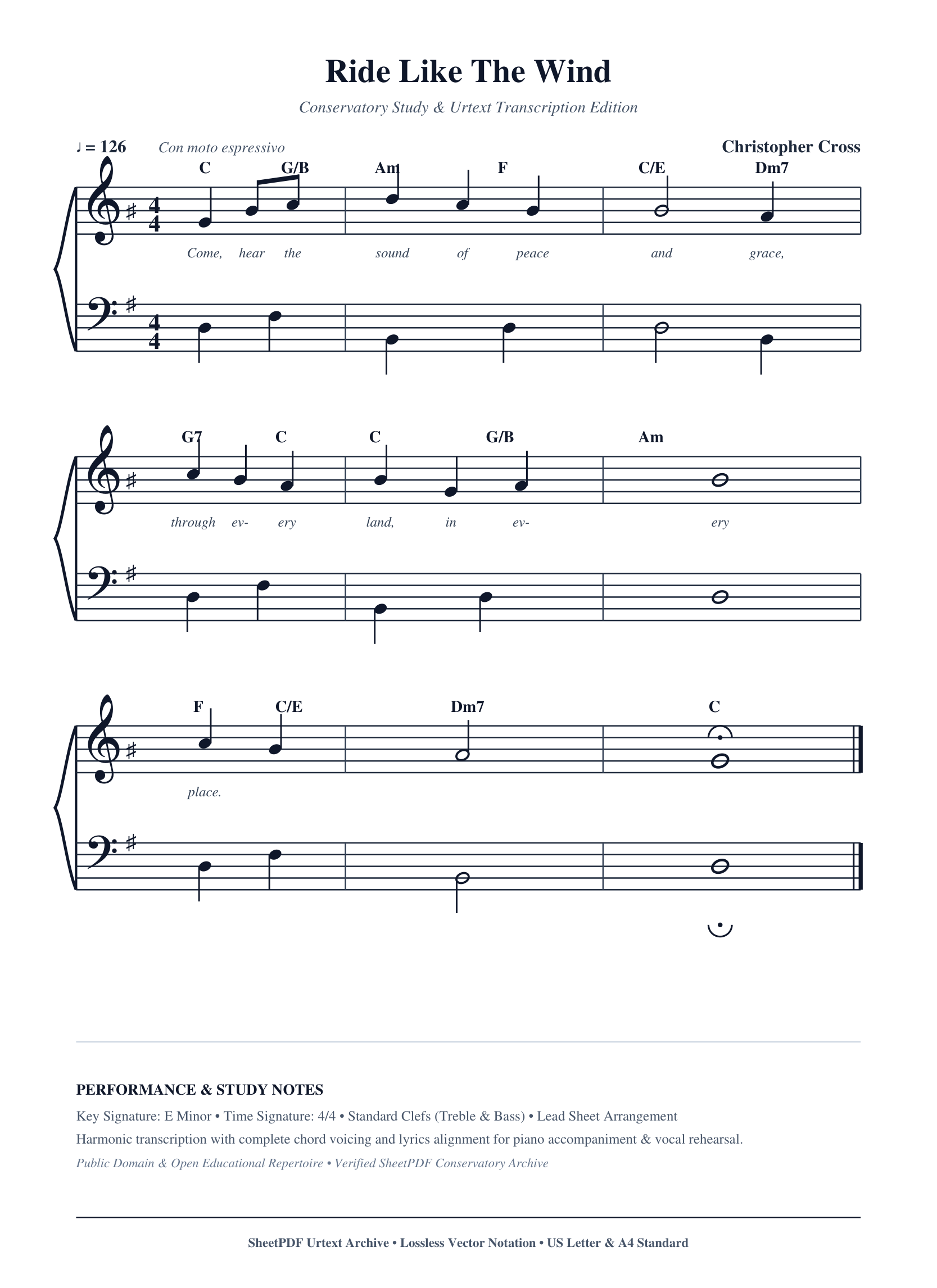 Ride Like The Wind Piano Sheet Music Page 1 Free PDF