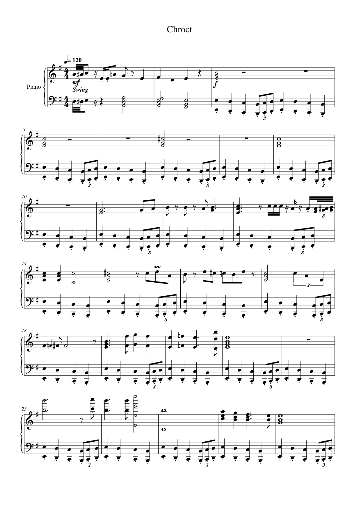 Chroct Piano Sheet Music Score Page 1