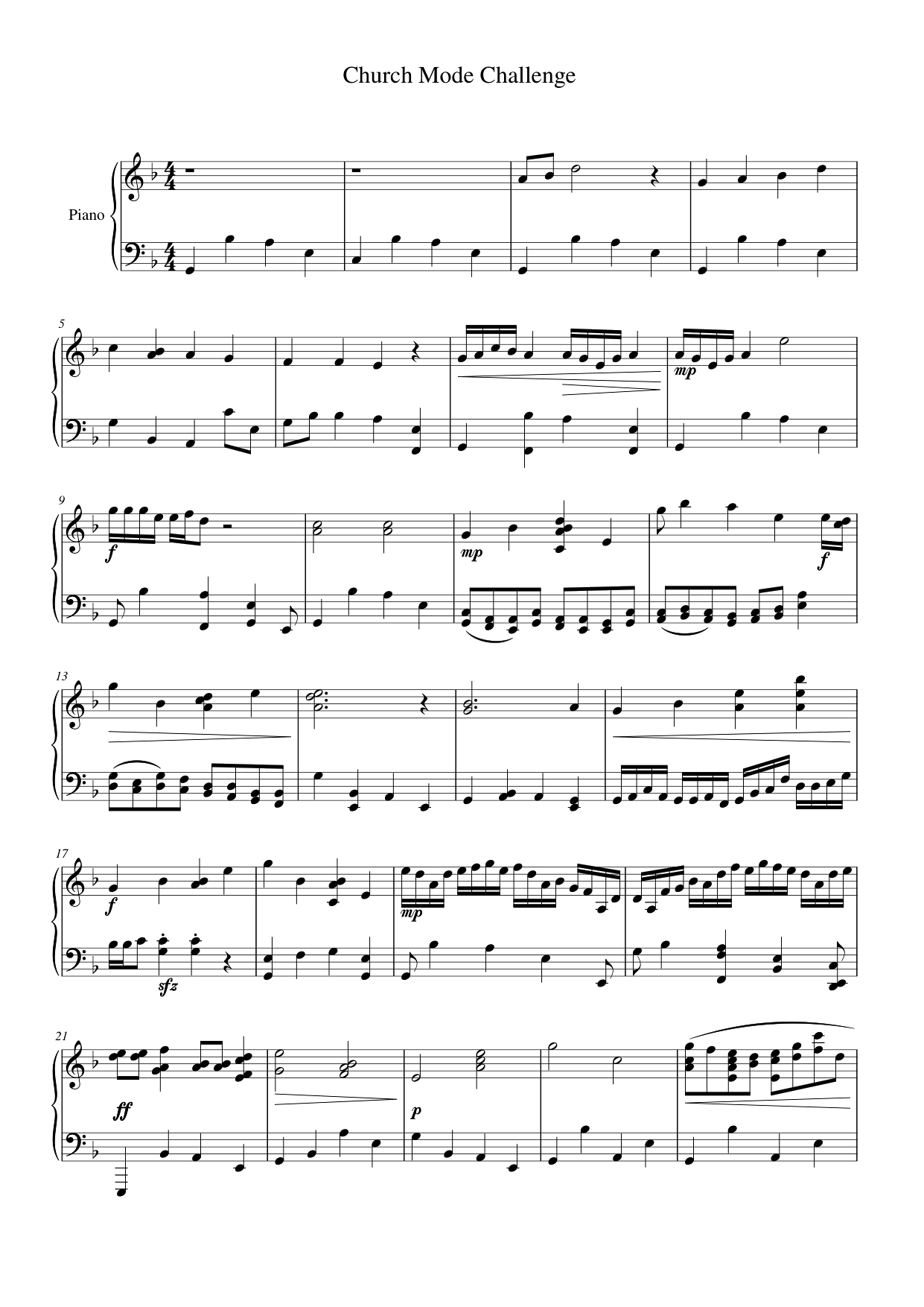 Church Mode Challenge Lyrics & Chords Folio