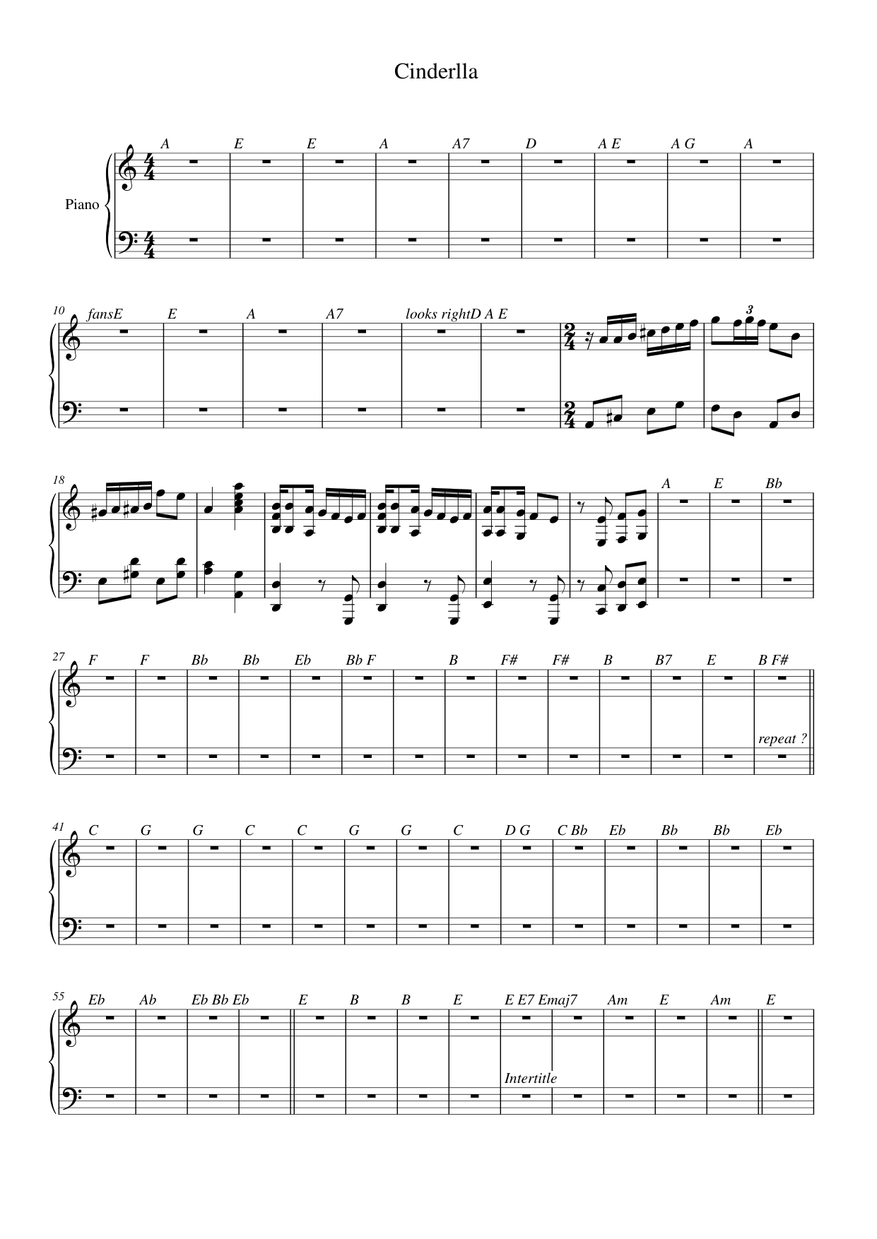 Cinderlla Lyrics & Chords Folio