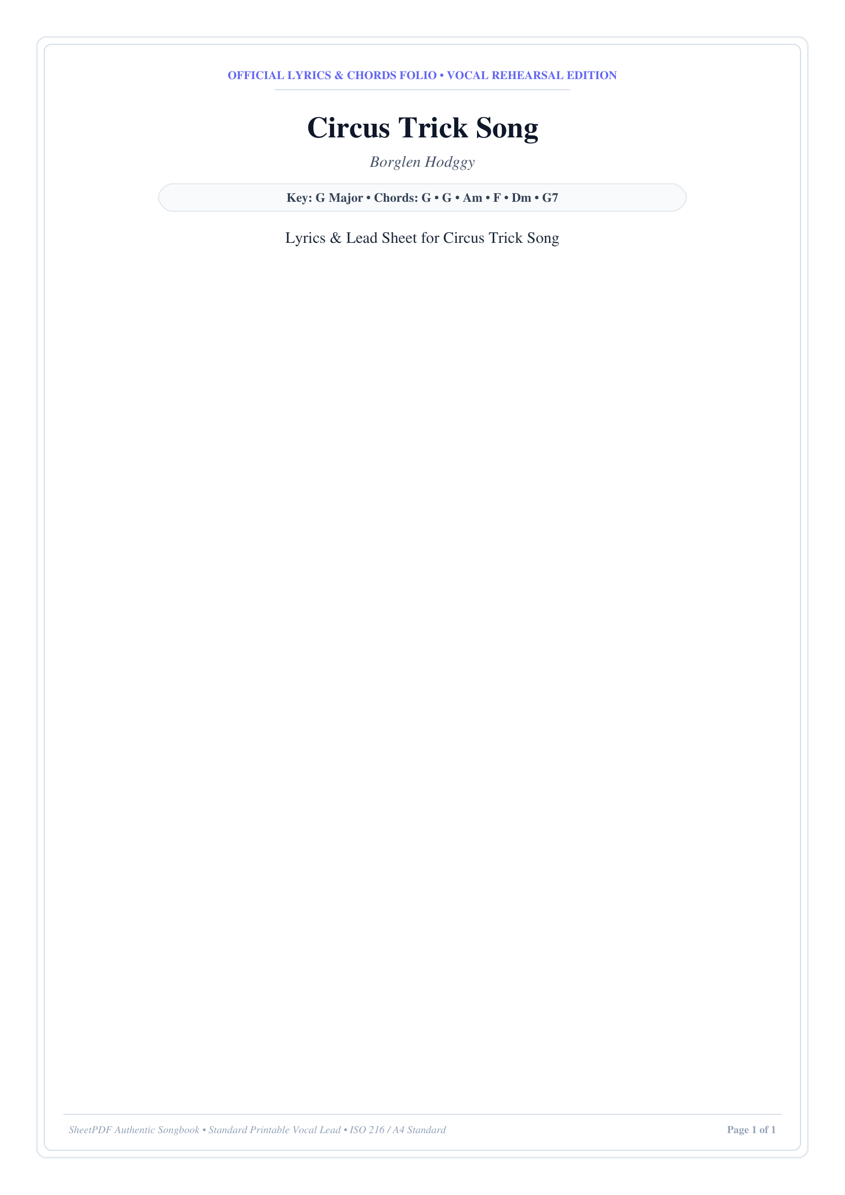 Circus Trick Song Piano Sheet Music Page 1 Free PDF