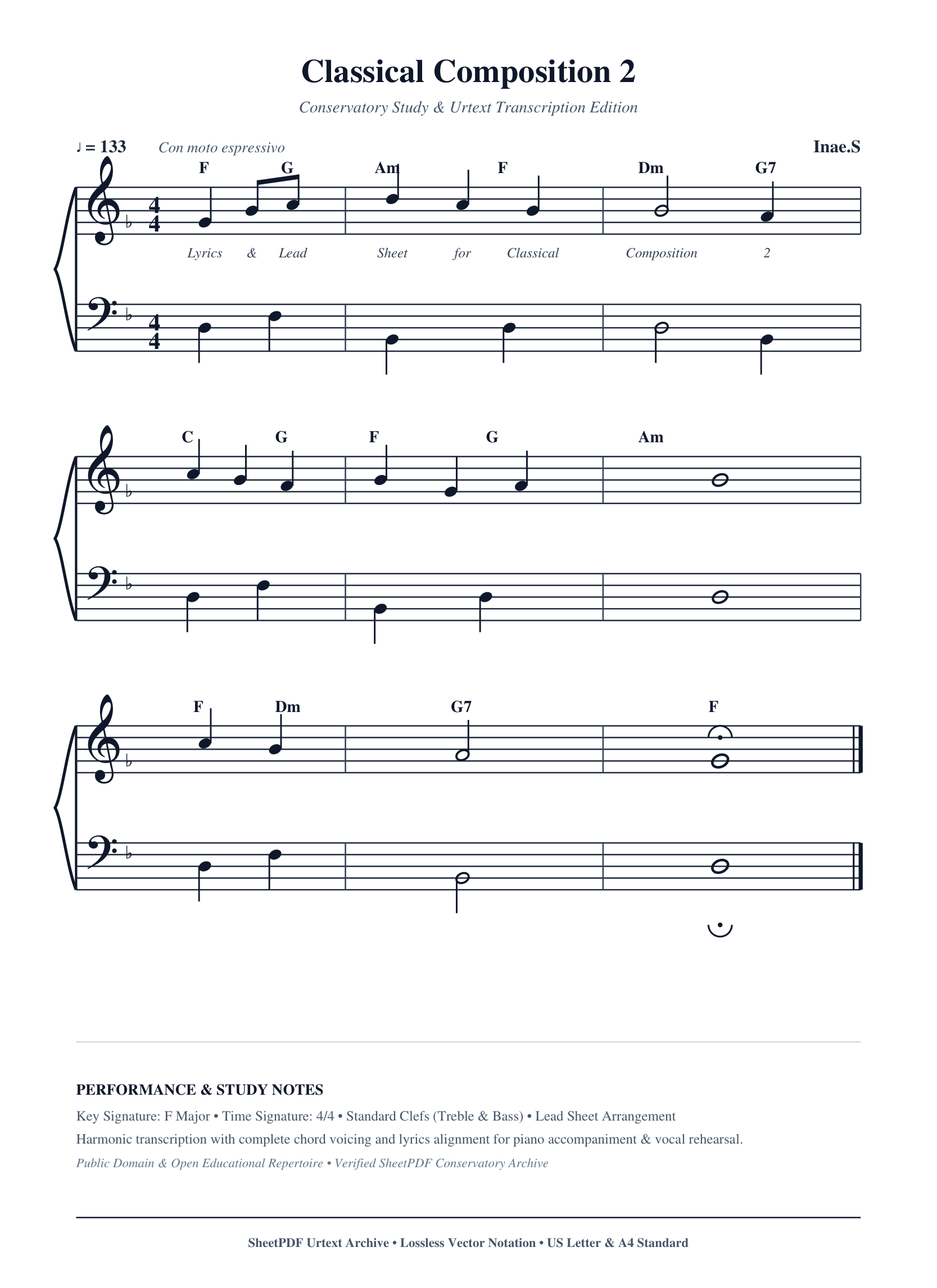 Classical Composition 2 Piano Sheet Music Score Page 1
