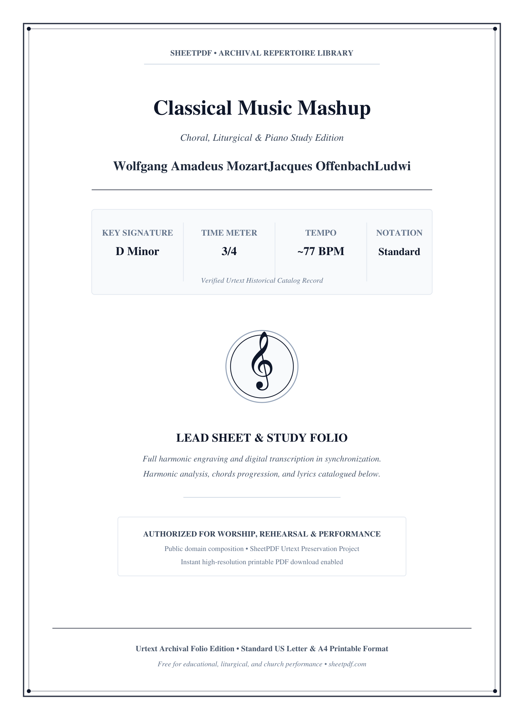 Classical Music Mashup Piano Sheet Music Page 1 Free PDF