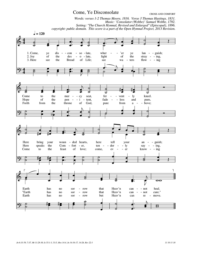 Come Ye Disconsolate Piano Sheet Music Page 1 Free PDF
