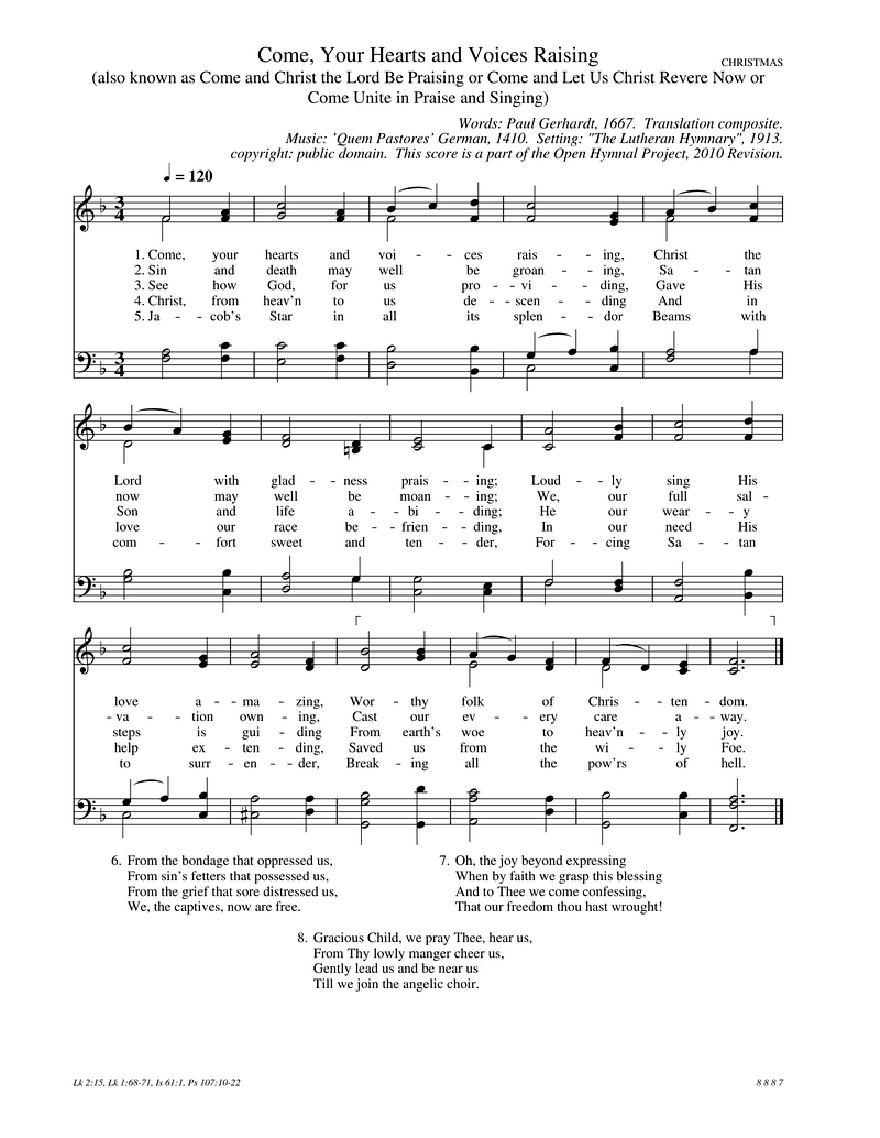 Come Your Heart and Voices Raising Piano Sheet Music Page 1 Free PDF