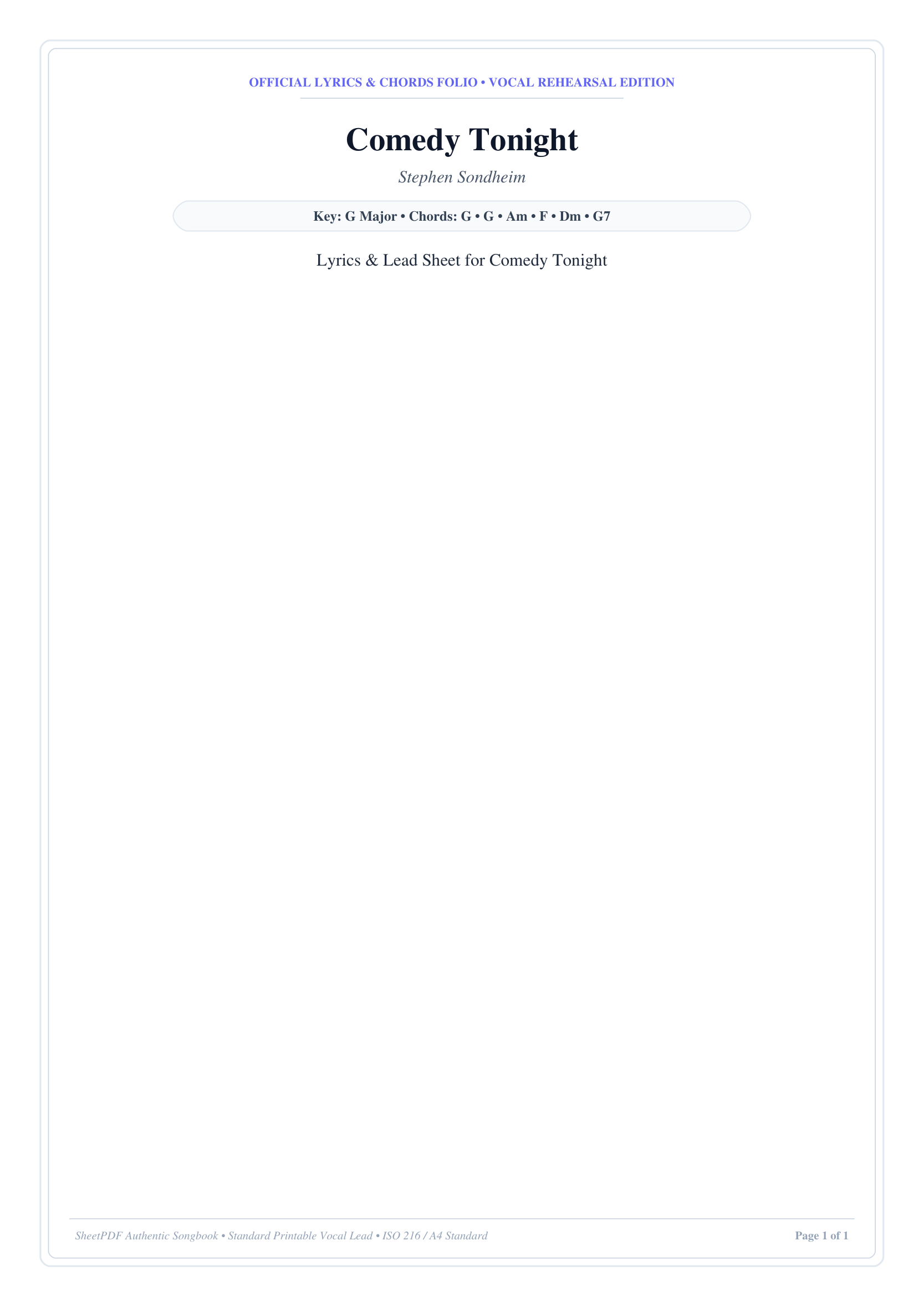 Comedy Tonight Piano Sheet Music Page 1 Free PDF