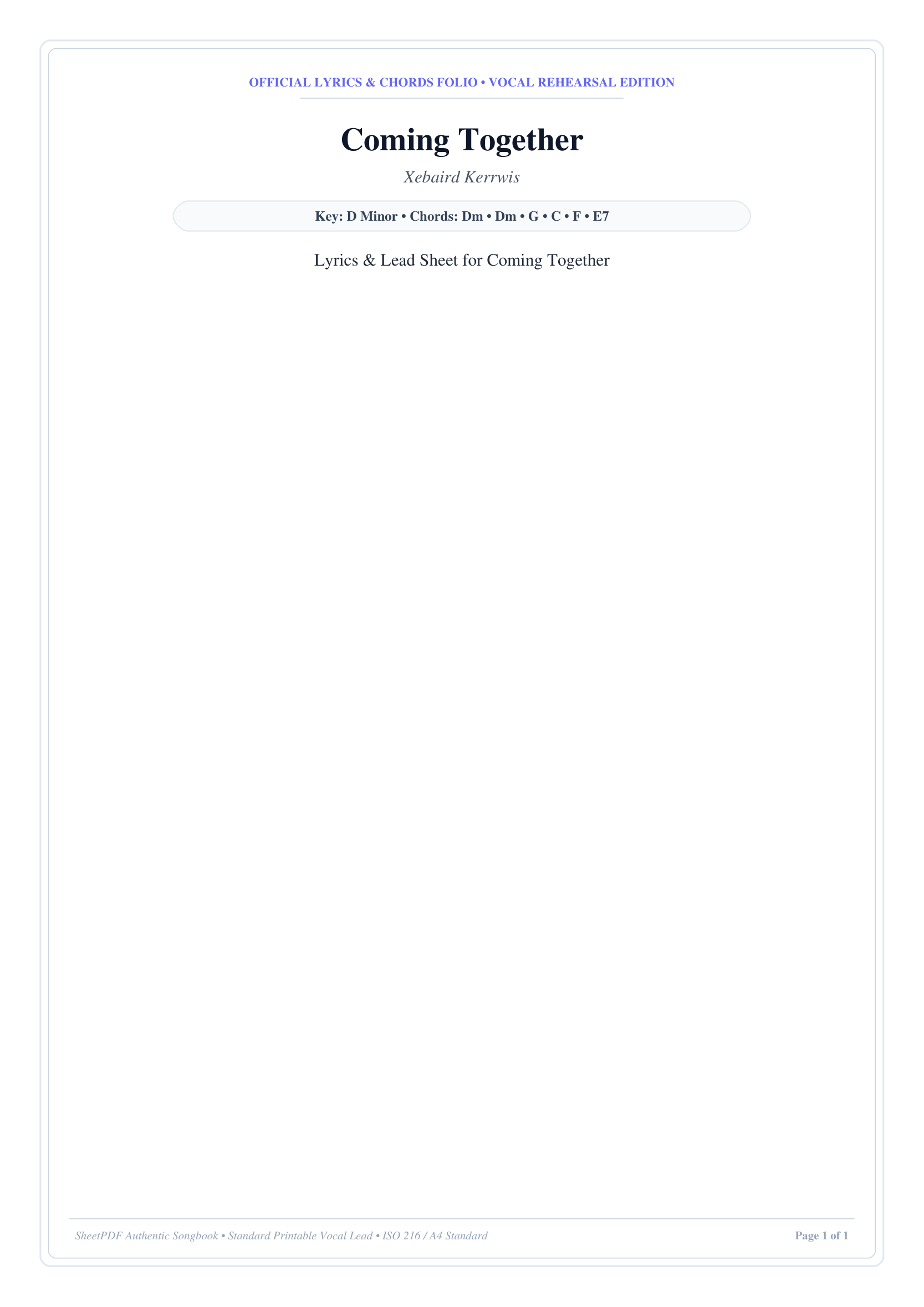 Coming Together Lyrics & Chords Folio