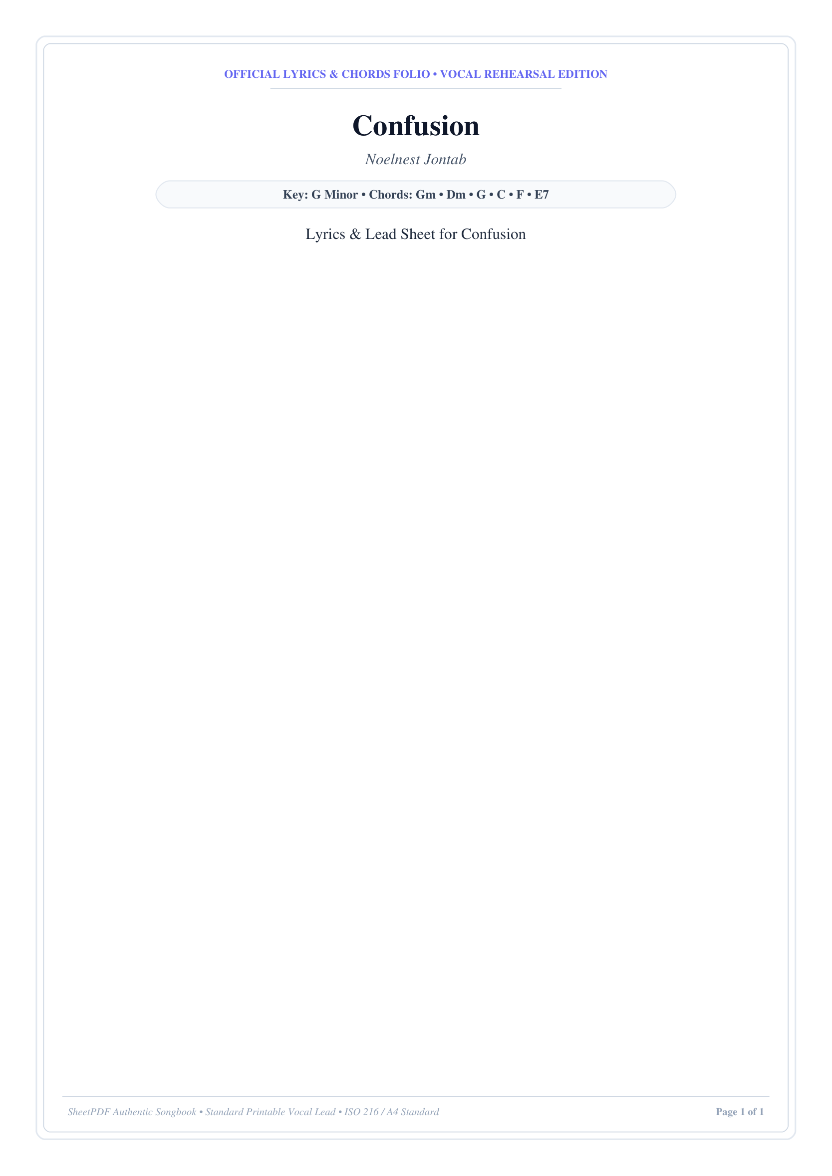 Confusion Piano Sheet Music Page 1 Free PDF