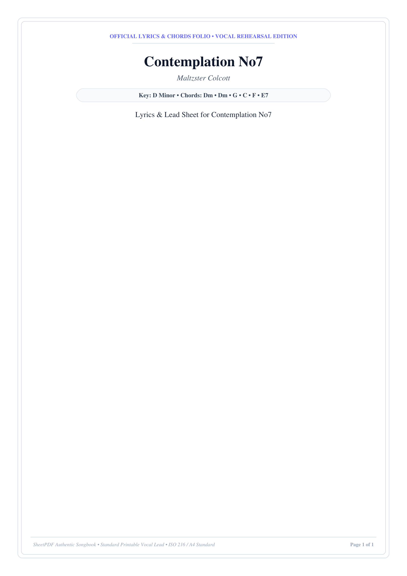 Contemplation No7 Piano Sheet Music Page 1 Free PDF