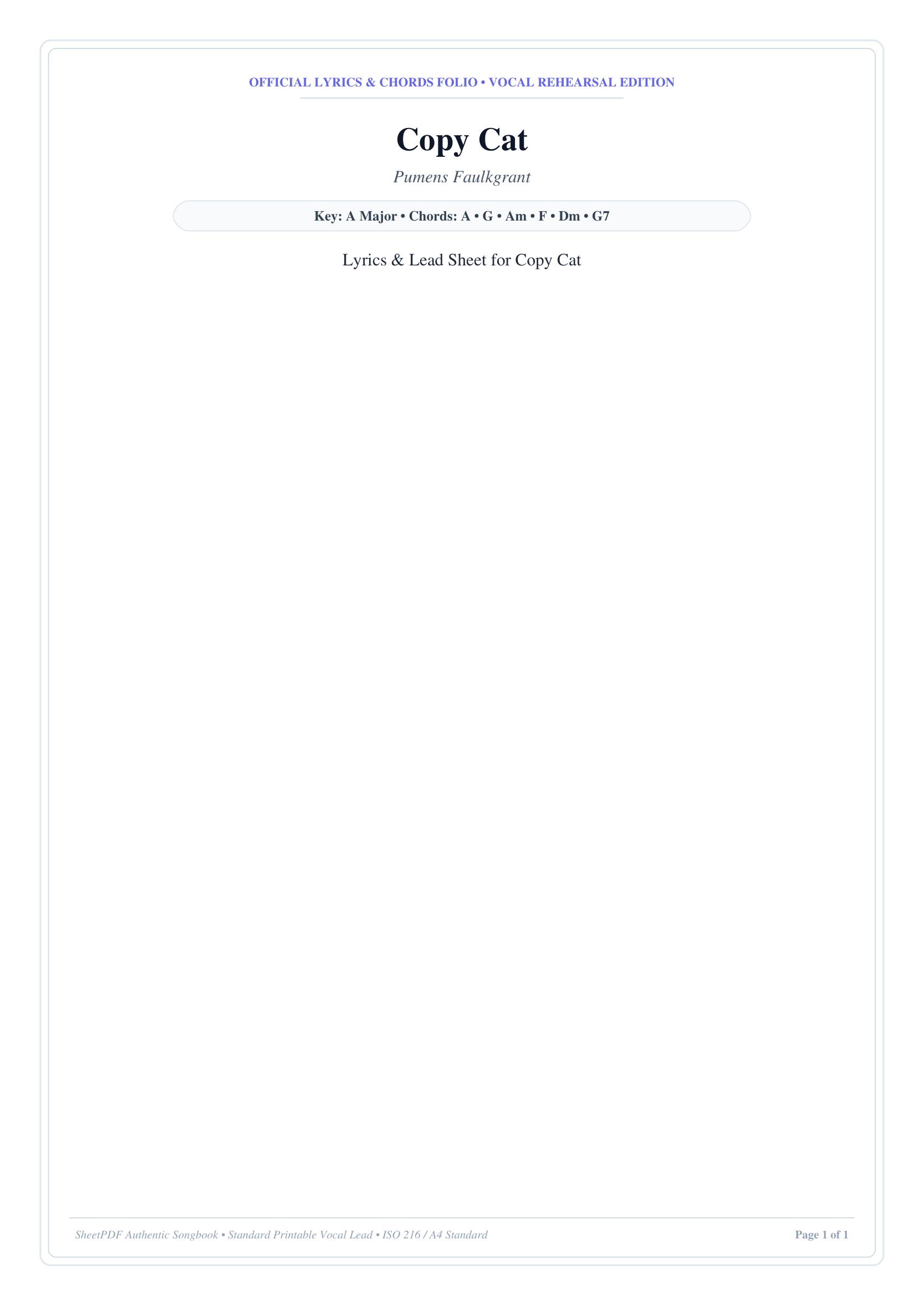 Copy Cat Piano Sheet Music Page 1 Free PDF