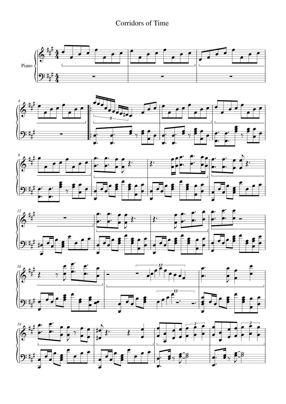 Corridors of Time Piano Sheet Music Page 1 Free PDF