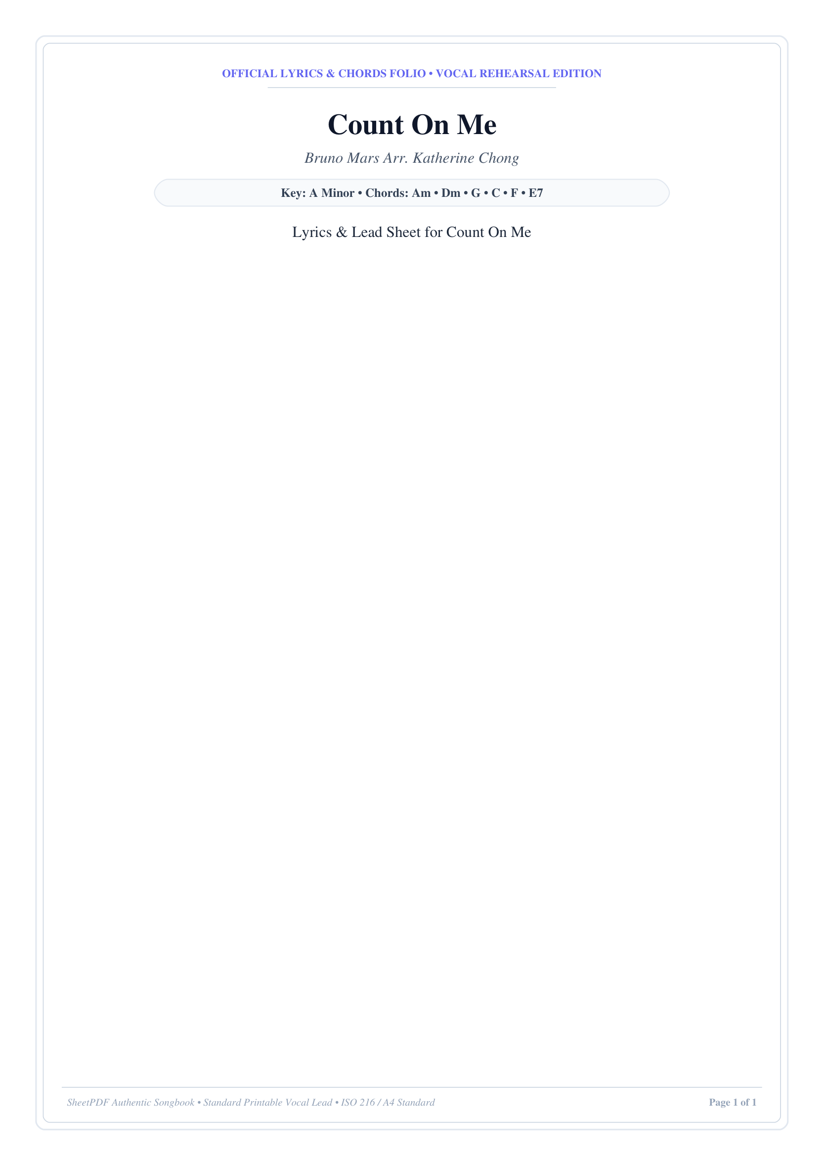 Count On Me Piano Sheet Music Page 1 Free PDF