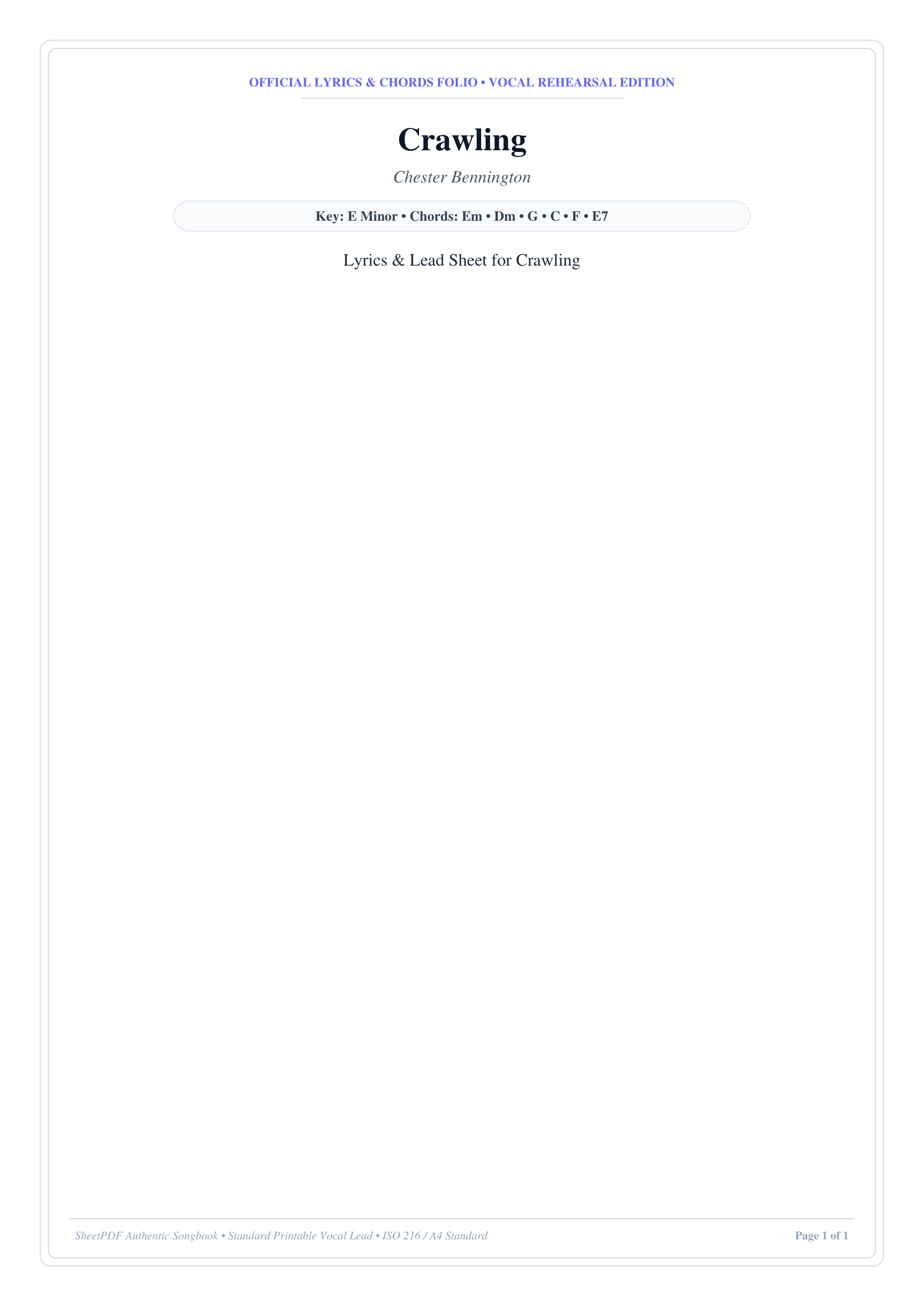 Crawling Piano Sheet Music Page 1 Free PDF