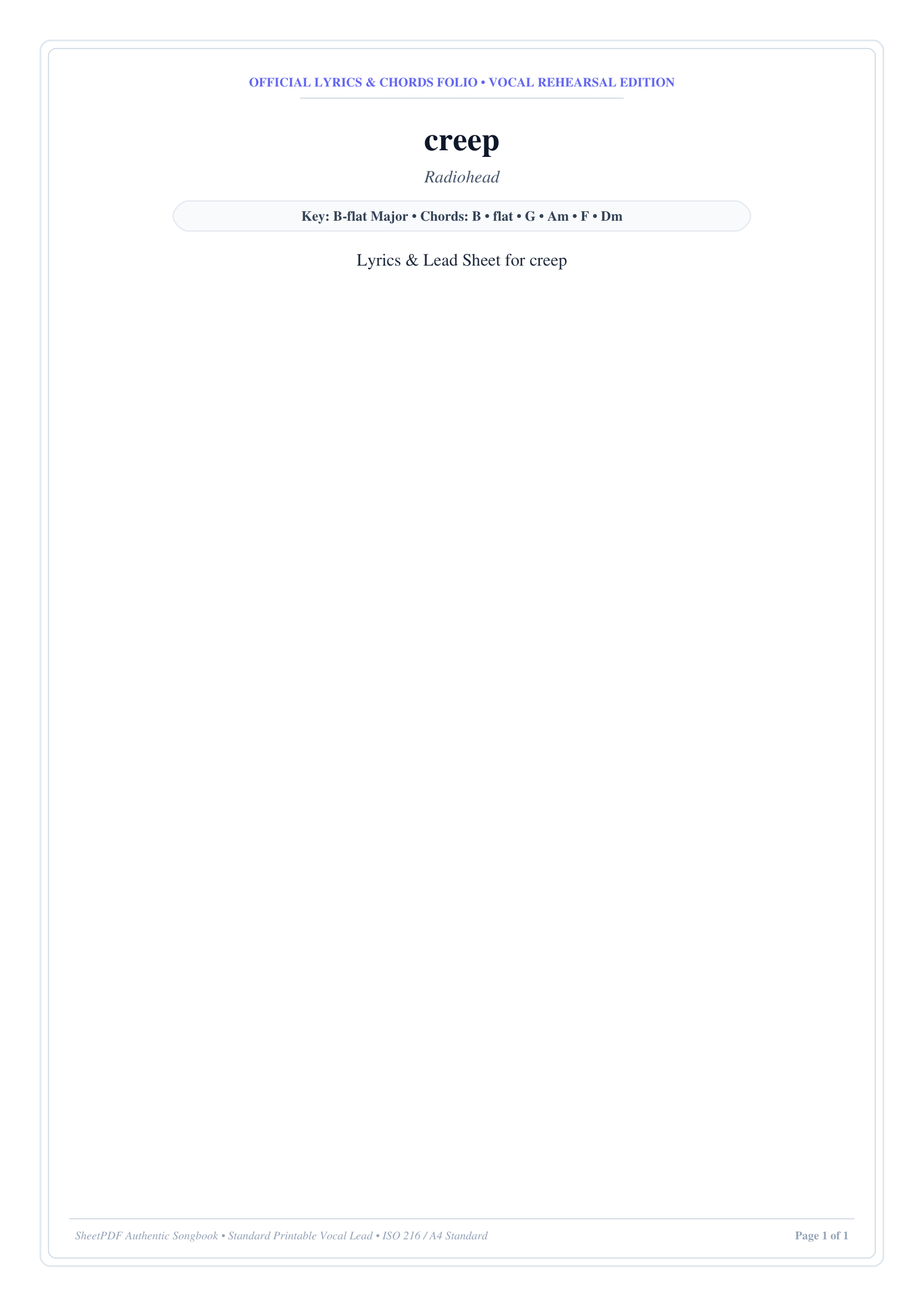 creep Piano Sheet Music Page 1 Free PDF