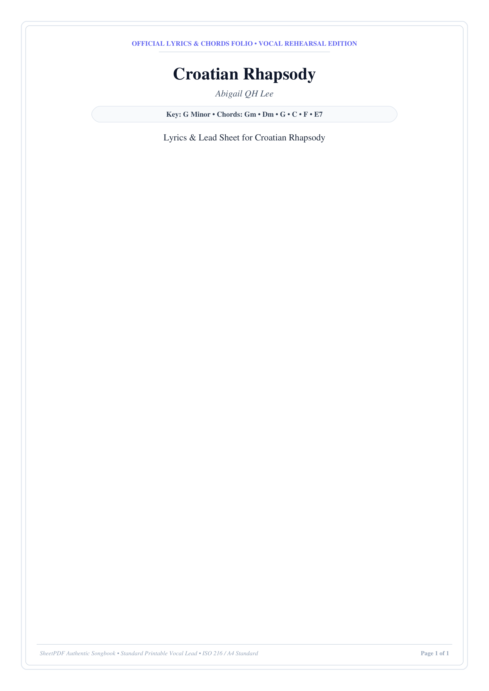Croatian Rhapsody Piano Sheet Music Page 1 Free PDF
