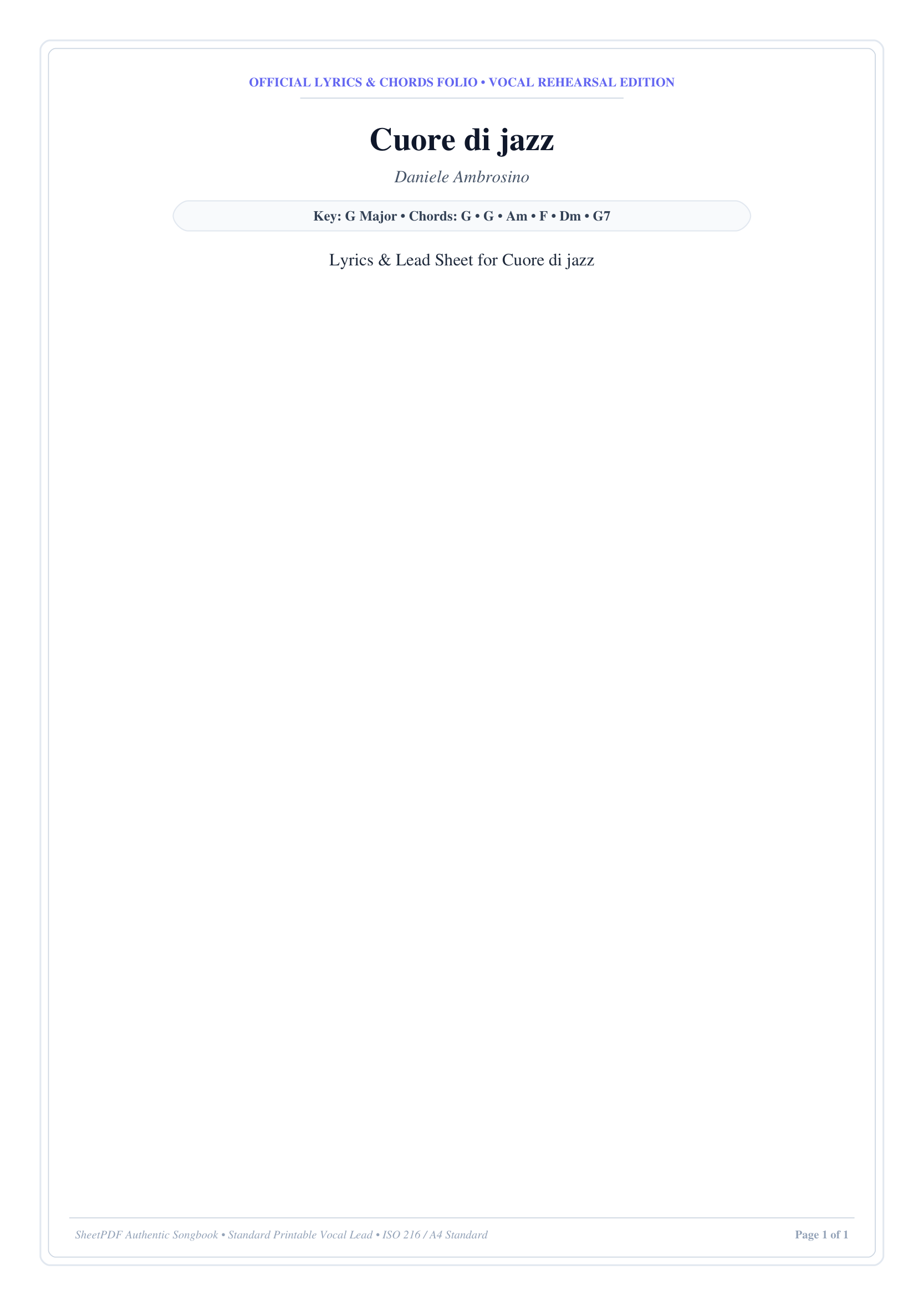 Cuore di jazz Piano Sheet Music Page 1 Free PDF