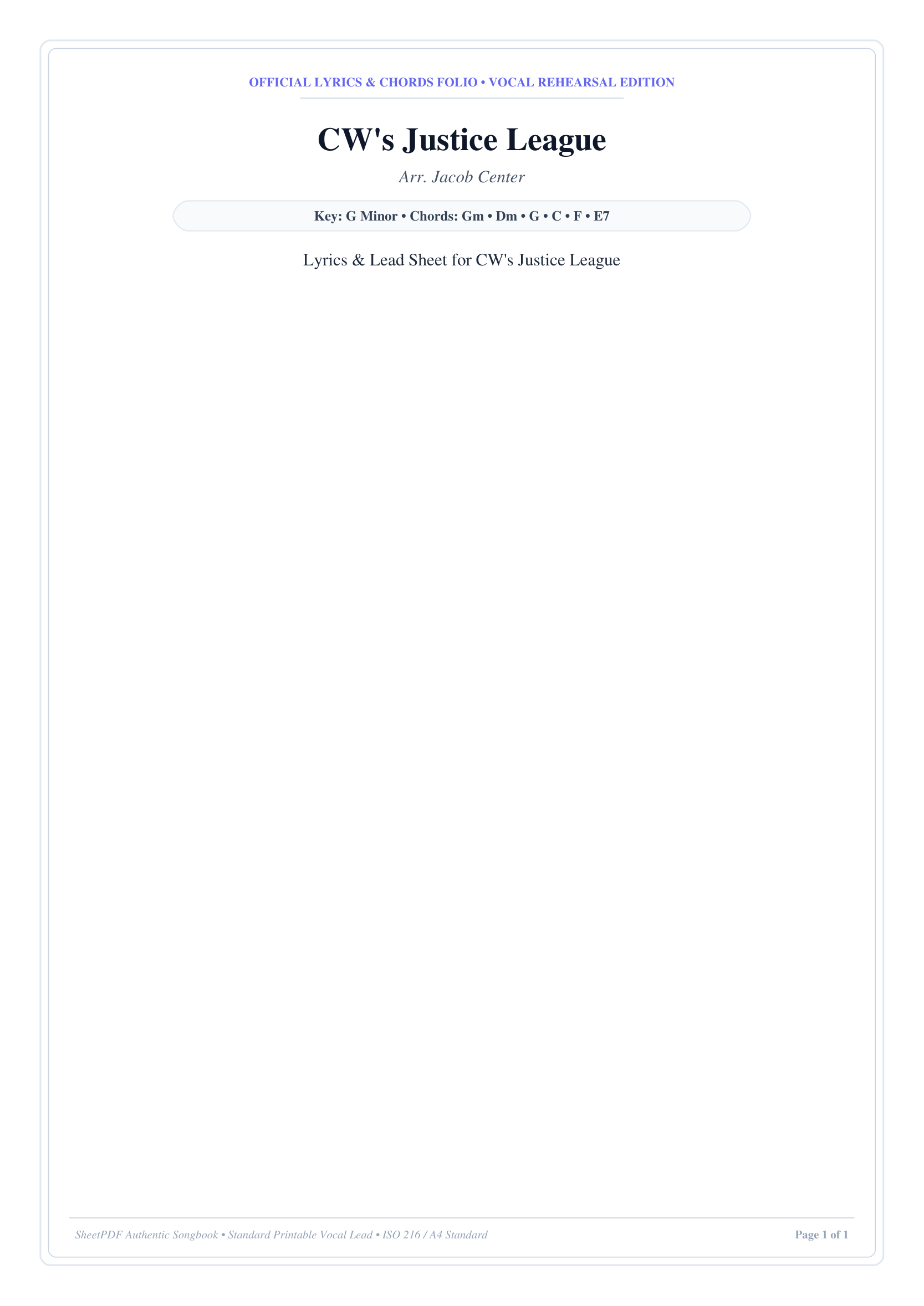 CW's Justice League Piano Sheet Music Page 1 Free PDF