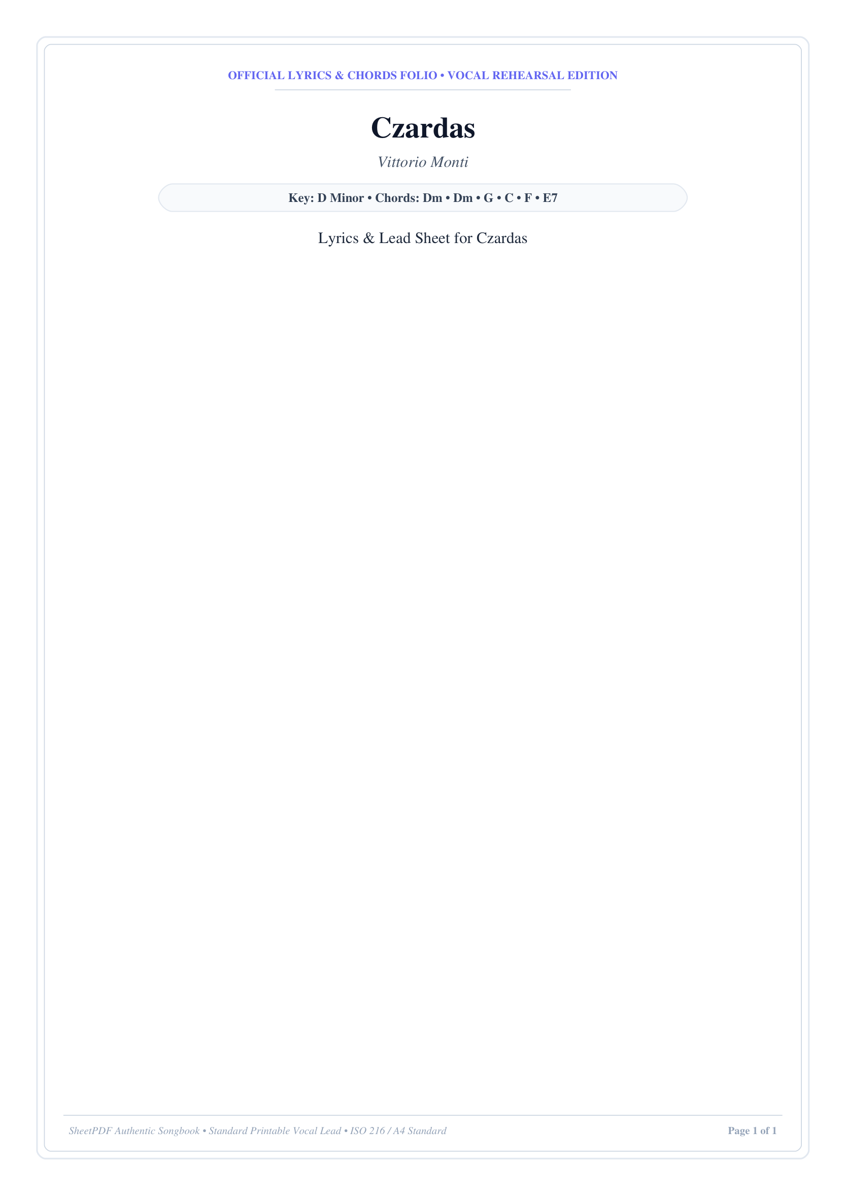 Czardas Piano Sheet Music Page 1 Free PDF