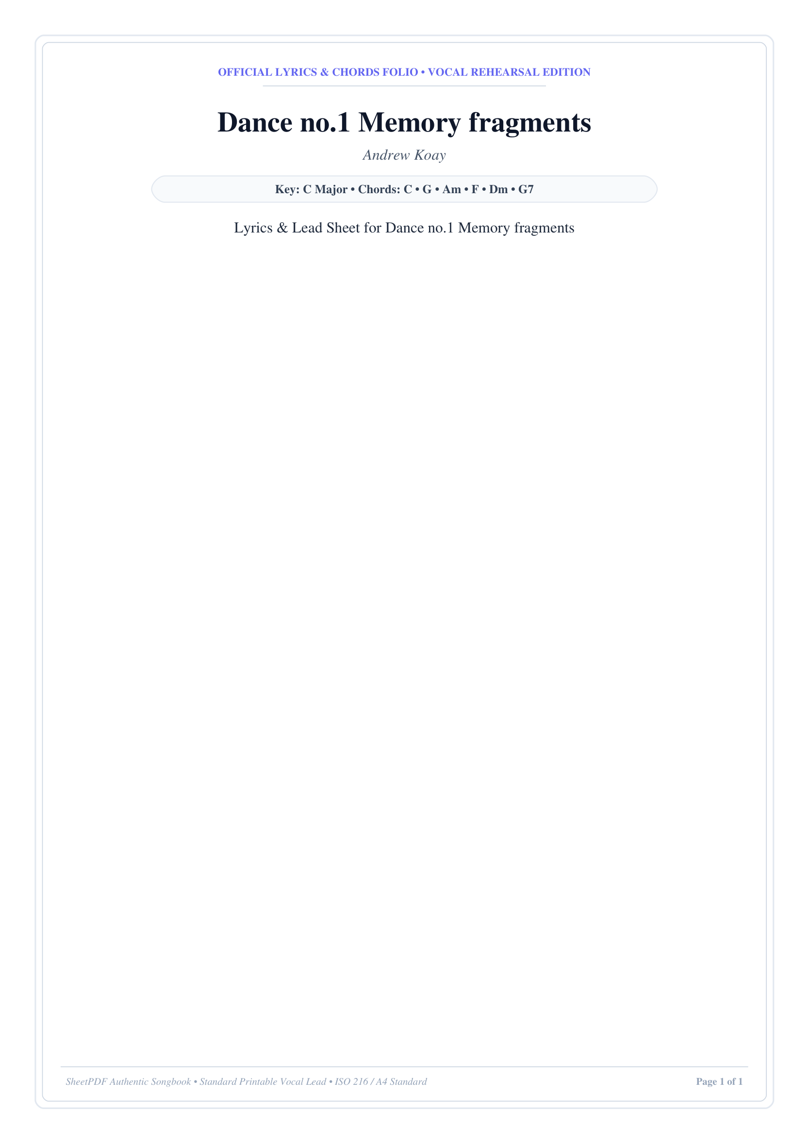 Dance no.1 Memory fragments Piano Sheet Music Page 1 Free PDF