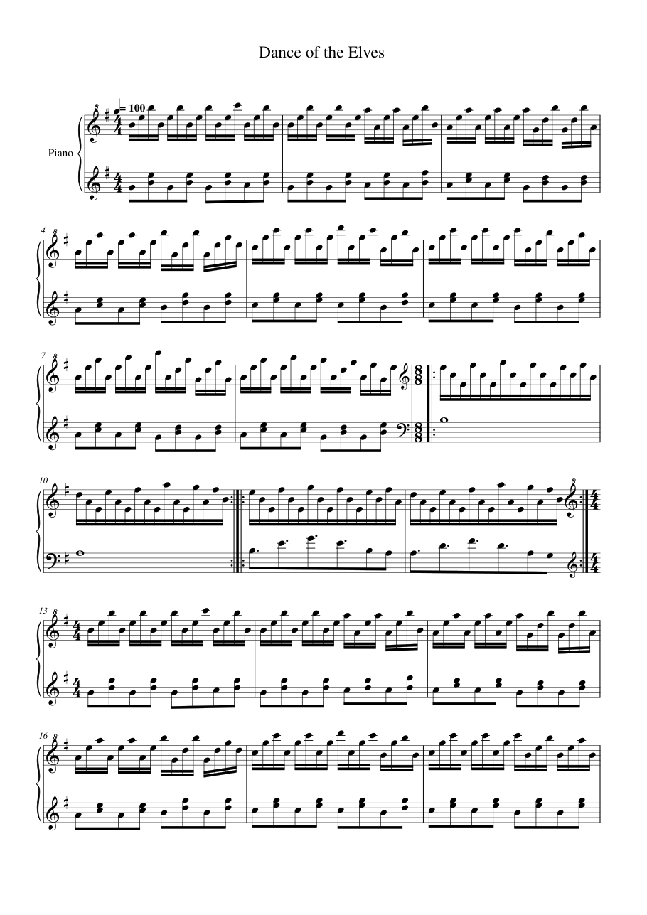 Dance of the Elves Piano Sheet Music Page 1 Free PDF