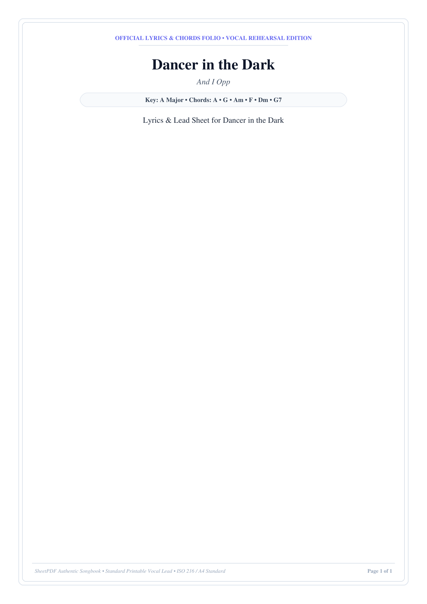 Dancer in the Dark Piano Sheet Music Page 1 Free PDF