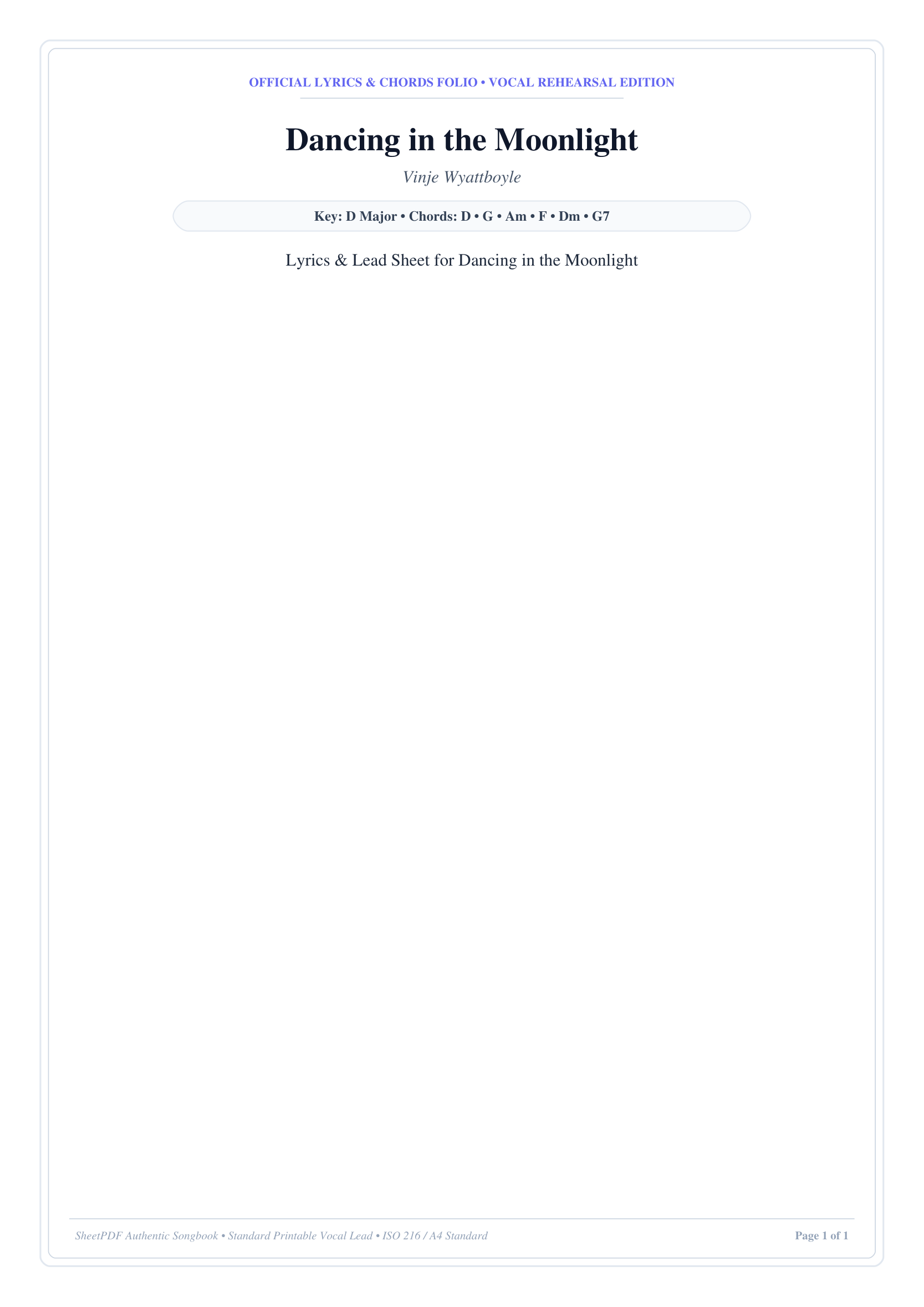 Dancing in the Moonlight Piano Sheet Music Page 1 Free PDF